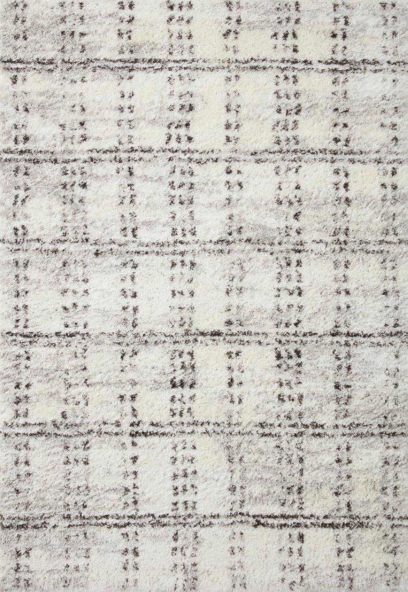 Loloi II Bliss Shag Cream and Grey 18" x 18" Sample Rug