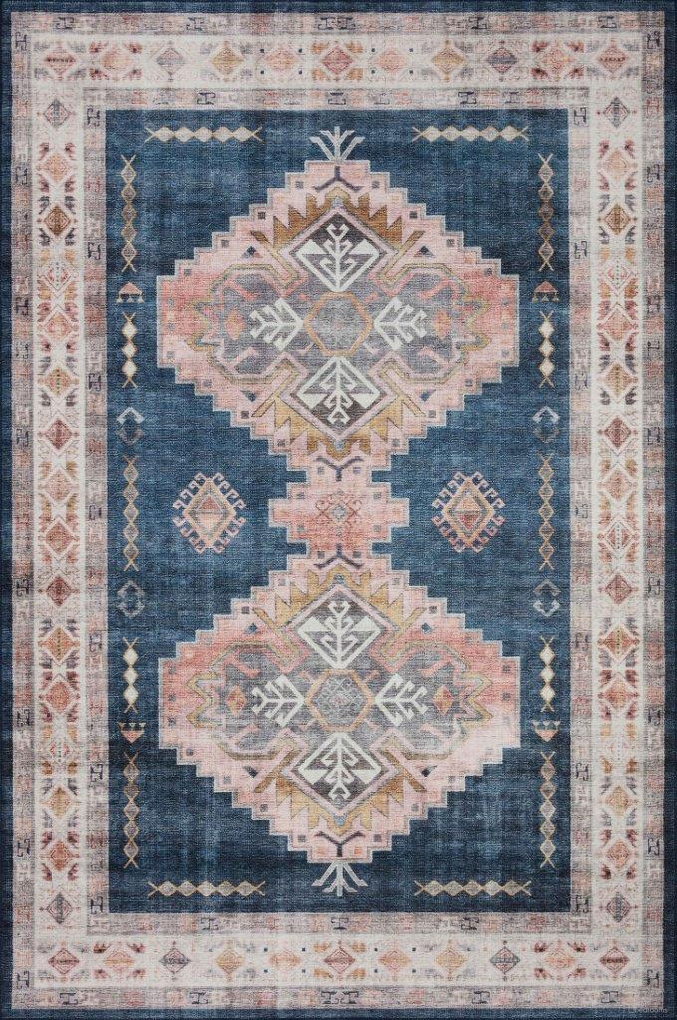 The appearance of Loloi II Heidi Denim and Blush 2'-0" x 5'-0" Accent Rug designed by Loloi Rugs in the traditional interior design. This blush piece of furniture  was selected by 1StopBedrooms from Heidi Collection to add a touch of cosiness and style into your home. Sku: HEIDHEI-03DEBH2050. Material: Polyester.