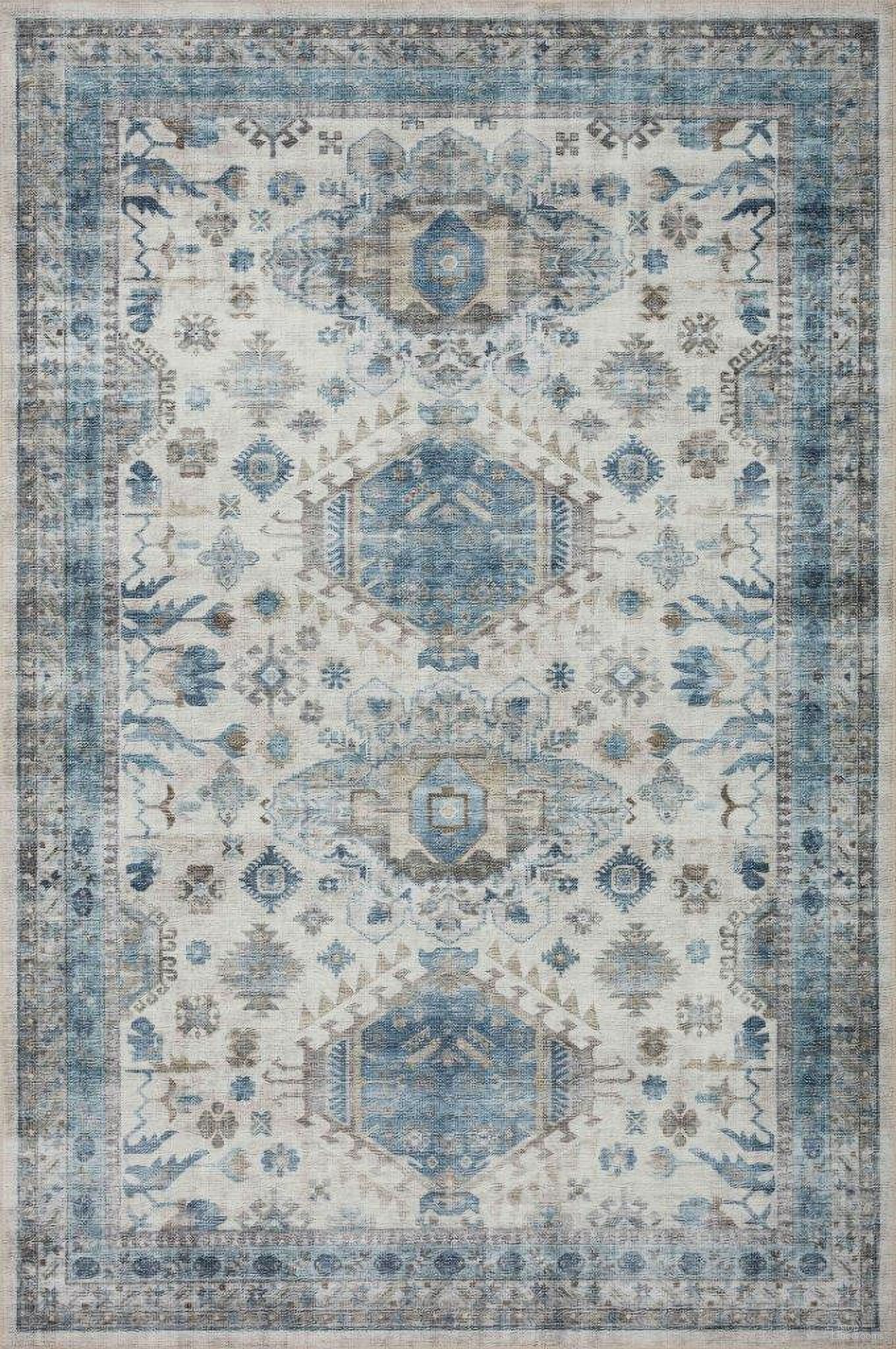 The appearance of Loloi II Heidi Ivory and Ocean 2'-6" x 7'-6" Runner Rug designed by Loloi Rugs in the traditional interior design. This ivory and ocean piece of furniture was selected by 1StopBedrooms from Heidi Collection to add a touch of cosiness and style into your home. Sku: HEIDHEI-04IVOC2676. Material: Polyester.