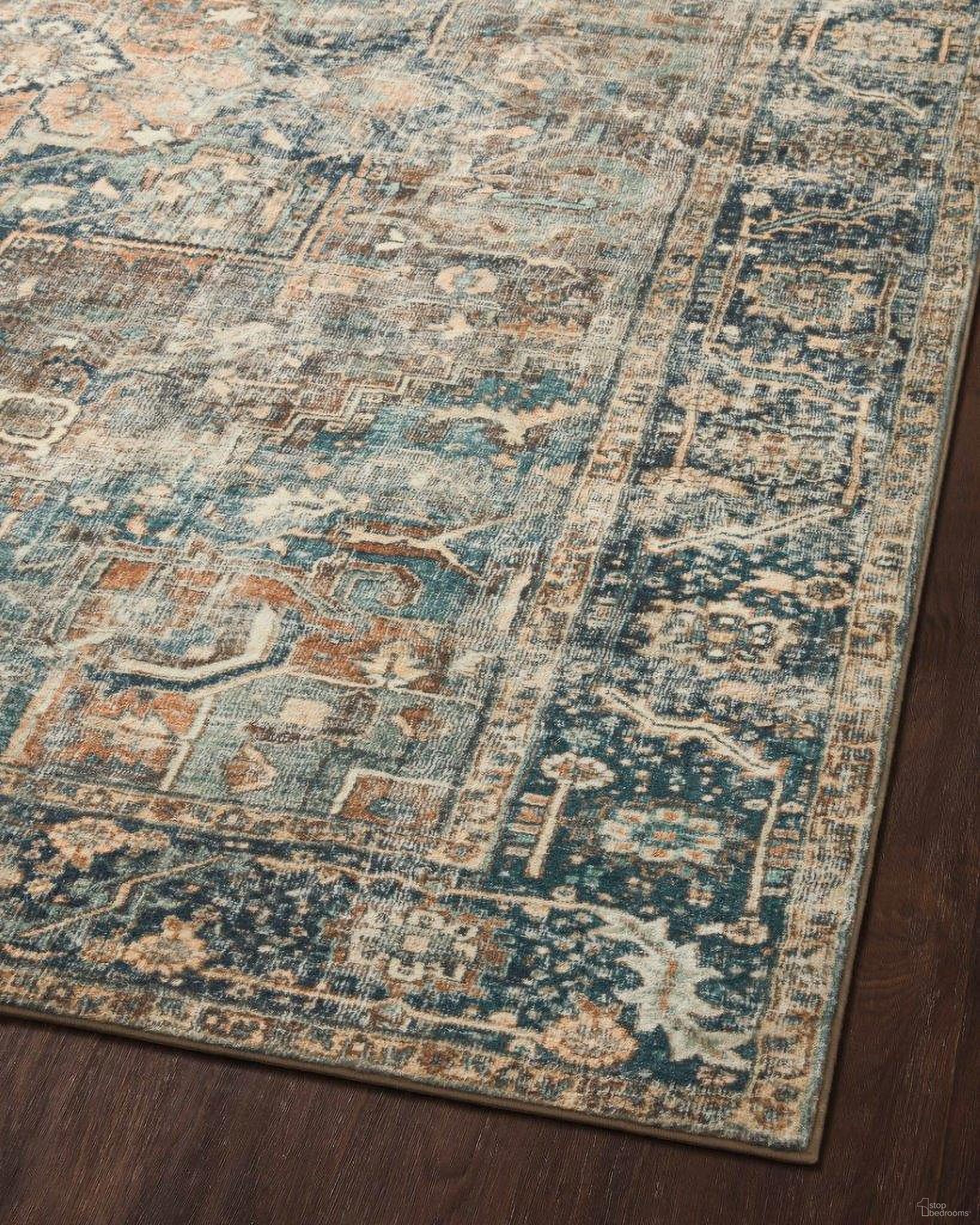 Loloi II Margot Terracotta and Lagoon 7'6" x 9'6" Area Rug by Loloi Rugs 1StopBedrooms
