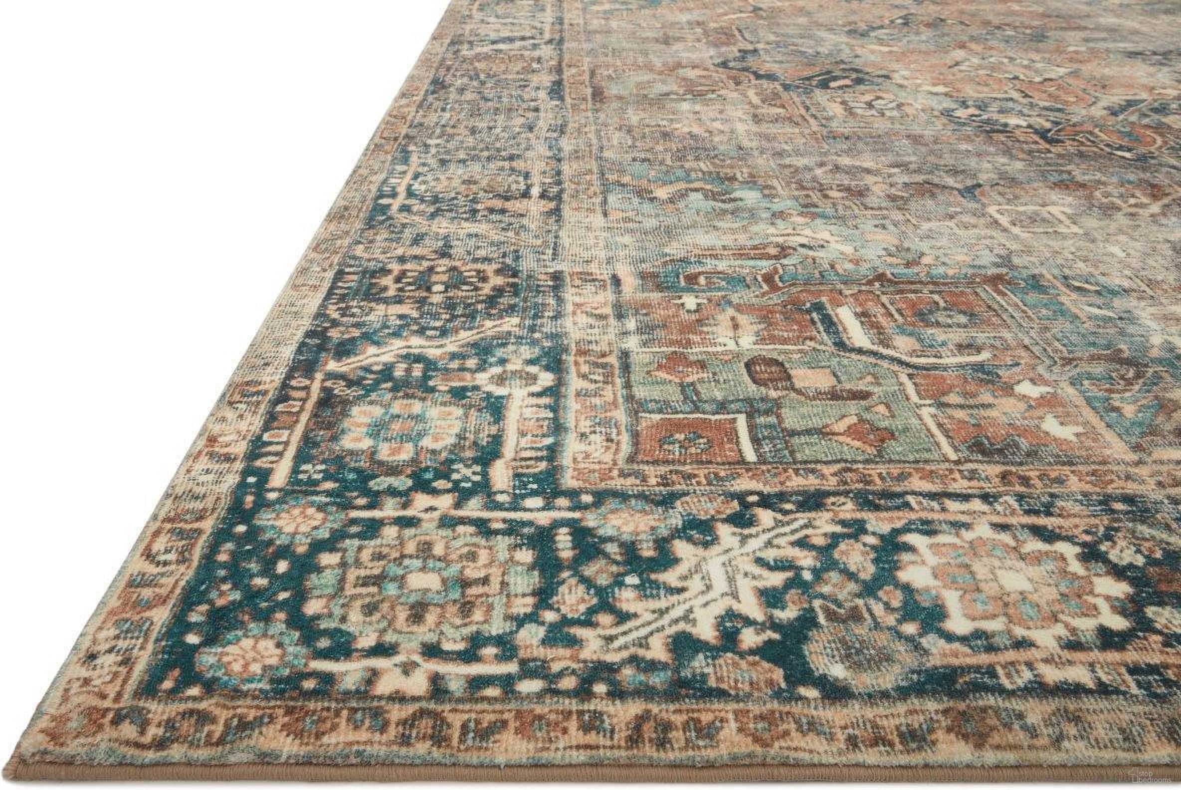 Loloi II Margot Terracotta and Lagoon 7'6" x 9'6" Area Rug by Loloi Rugs 1StopBedrooms