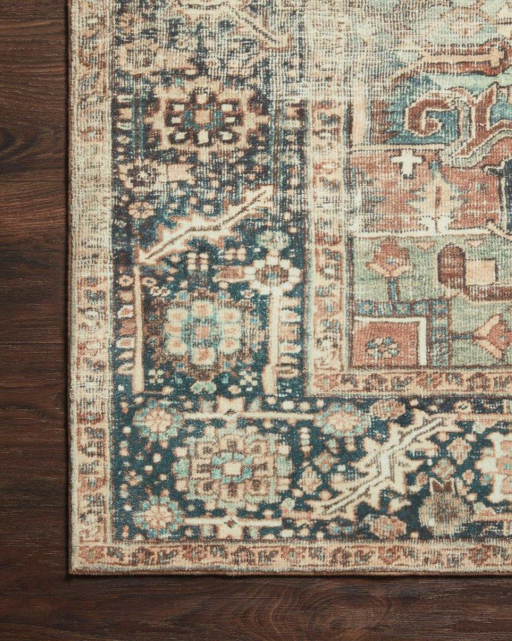 Loloi II Margot Terracotta and Lagoon 7'6" x 9'6" Area Rug by Loloi Rugs 1StopBedrooms