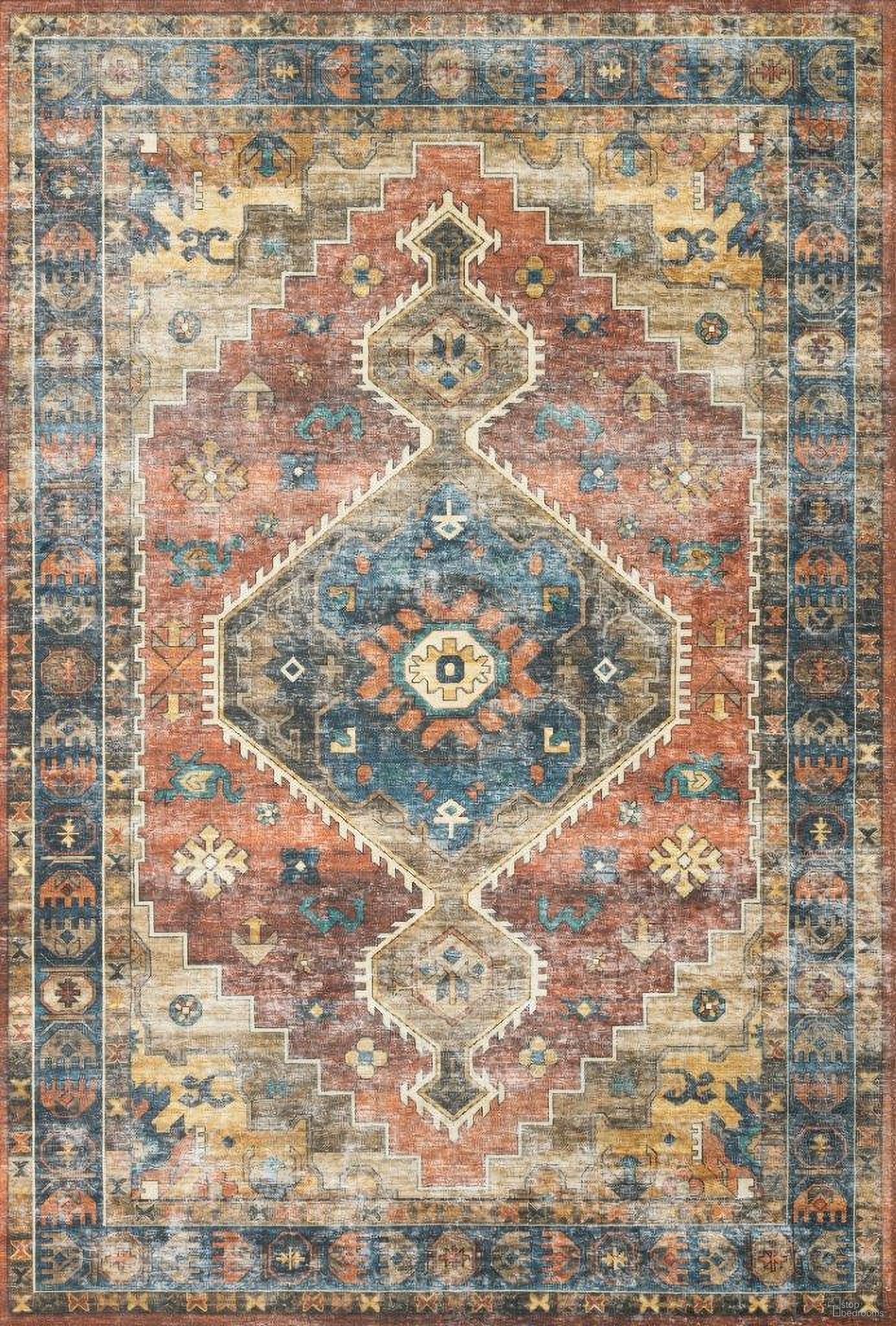 The appearance of Loloi II Skye Rust and Blue 18" x 18" Sample Rug designed by Loloi Rugs in the traditional interior design. This rust and blue piece of furniture was selected by 1StopBedrooms from Skye Collection to add a touch of cosiness and style into your home. Sku: SKYESKY-11RUBB160S. Material: Polyester.