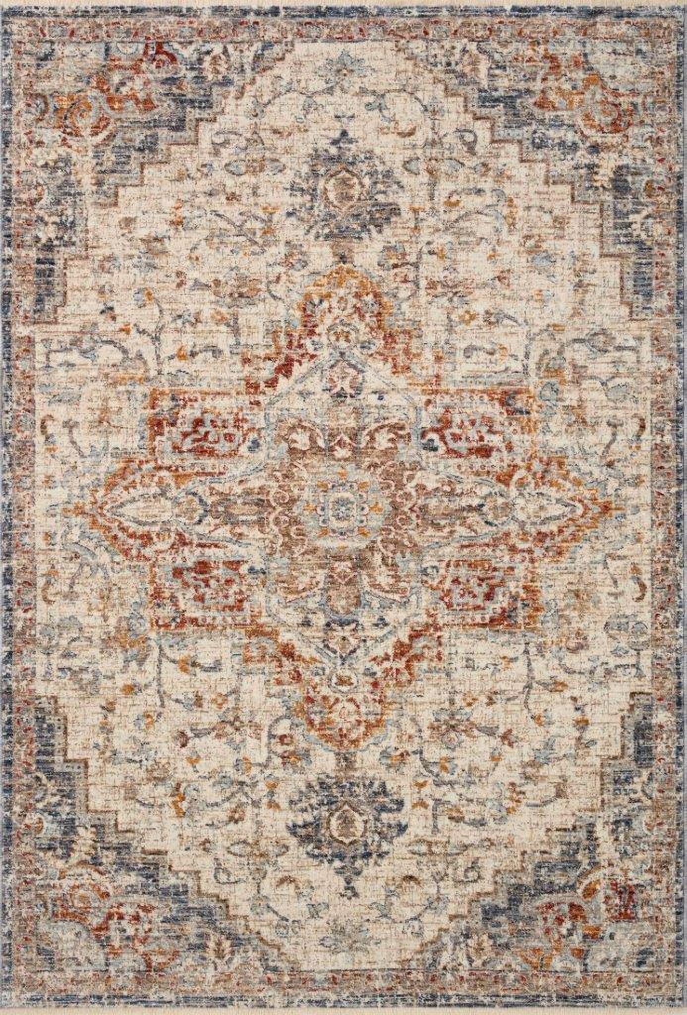 Loloi II Sorrento Ivory and Fiesta 11'-6" x 15'-7" Area Rug