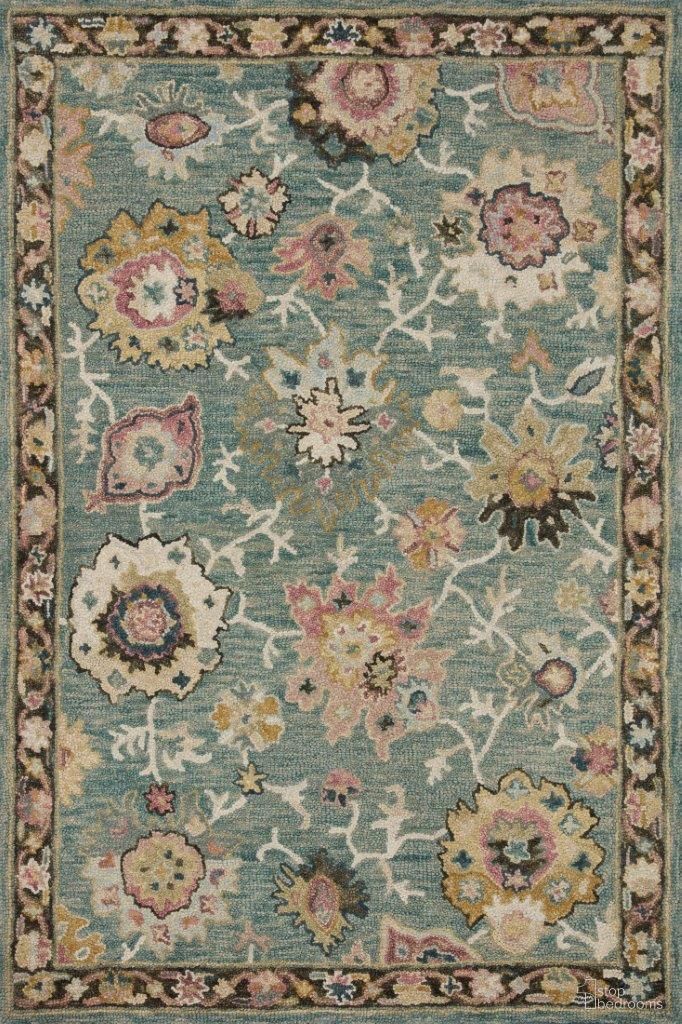 Loloi Padma Teal and Multi 18" x 18" Sample Rug