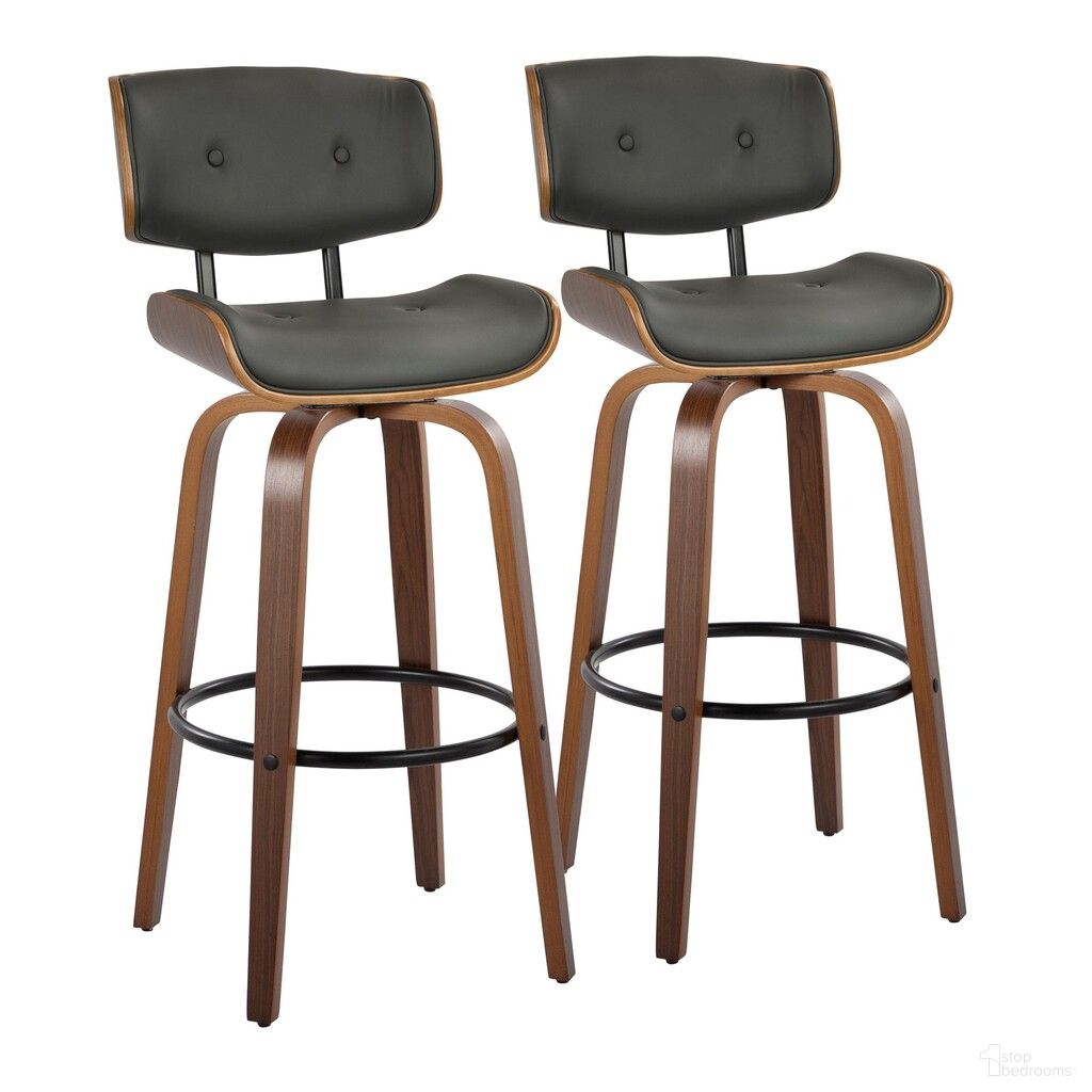 Lombardi 30 Inch Fixed Height Barstool Set of 2 In Black and Gray