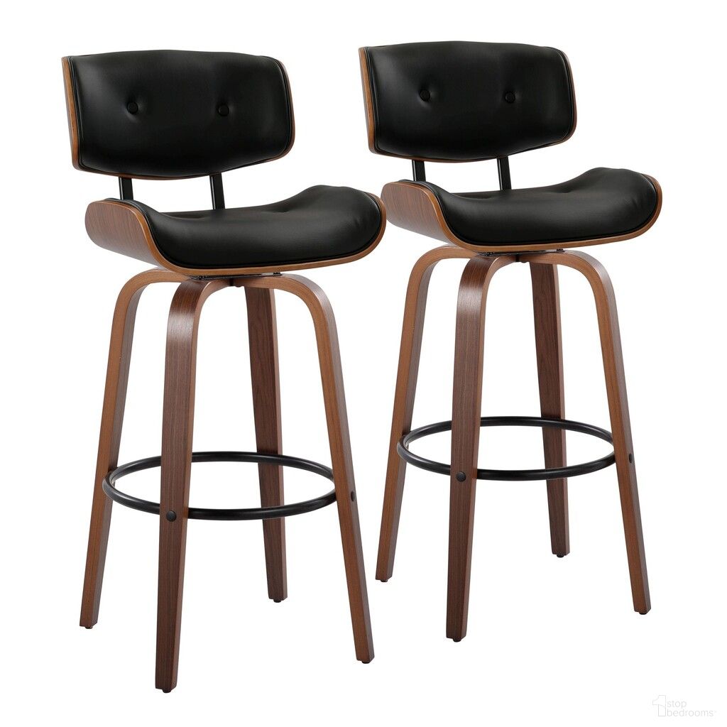 The appearance of Lombardi 30 Inch Fixed Height Barstool Set of 2 In Black Walnut designed by Lumisource in the transitional interior design. This walnut and black piece of furniture  was selected by 1StopBedrooms from Lombardi Collection to add a touch of cosiness and style into your home. Sku: B30-LMBPU-GRTZQ2 WLWLBK2. Material: Wood.