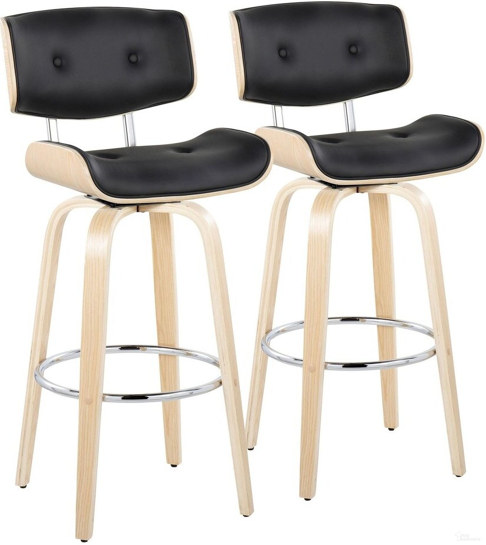 The appearance of Lombardi 30 Inch Fixed Height Barstool Set of 2 In Black and Natural designed by Lumisource in the transitional interior design. This black and natural piece of furniture  was selected by 1StopBedrooms from Lombardi Collection to add a touch of cosiness and style into your home. Sku: B30-LMBPU-GRTZR2 NANABK2. Material: Wood.