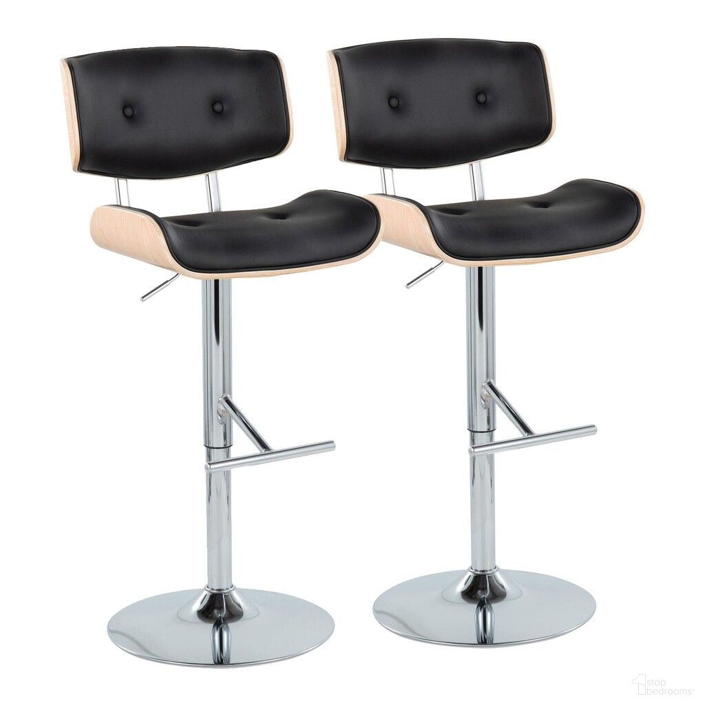 The appearance of Lombardi Adjustable Barstool Set of 2 In Natural and Chrome designed by Lumisource in the transitional interior design. This natural/chrome piece of furniture  was selected by 1StopBedrooms from Lombardi Collection to add a touch of cosiness and style into your home. Sku: BS-LMB-ST2 CHRNABK2. Material: Wood.