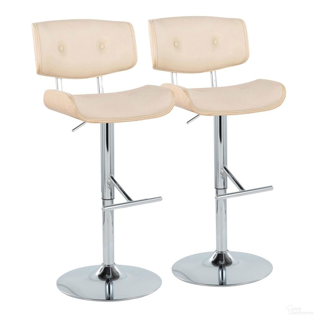 The appearance of Lombardi Adjustable Barstool Set of 2 In Natural and Cream designed by Lumisource in the transitional interior design. This natural/cream piece of furniture was selected by 1StopBedrooms from Lombardi Collection to add a touch of cosiness and style into your home. Sku: BS-LMB-ST2 CHRNACR2. Material: Wood.