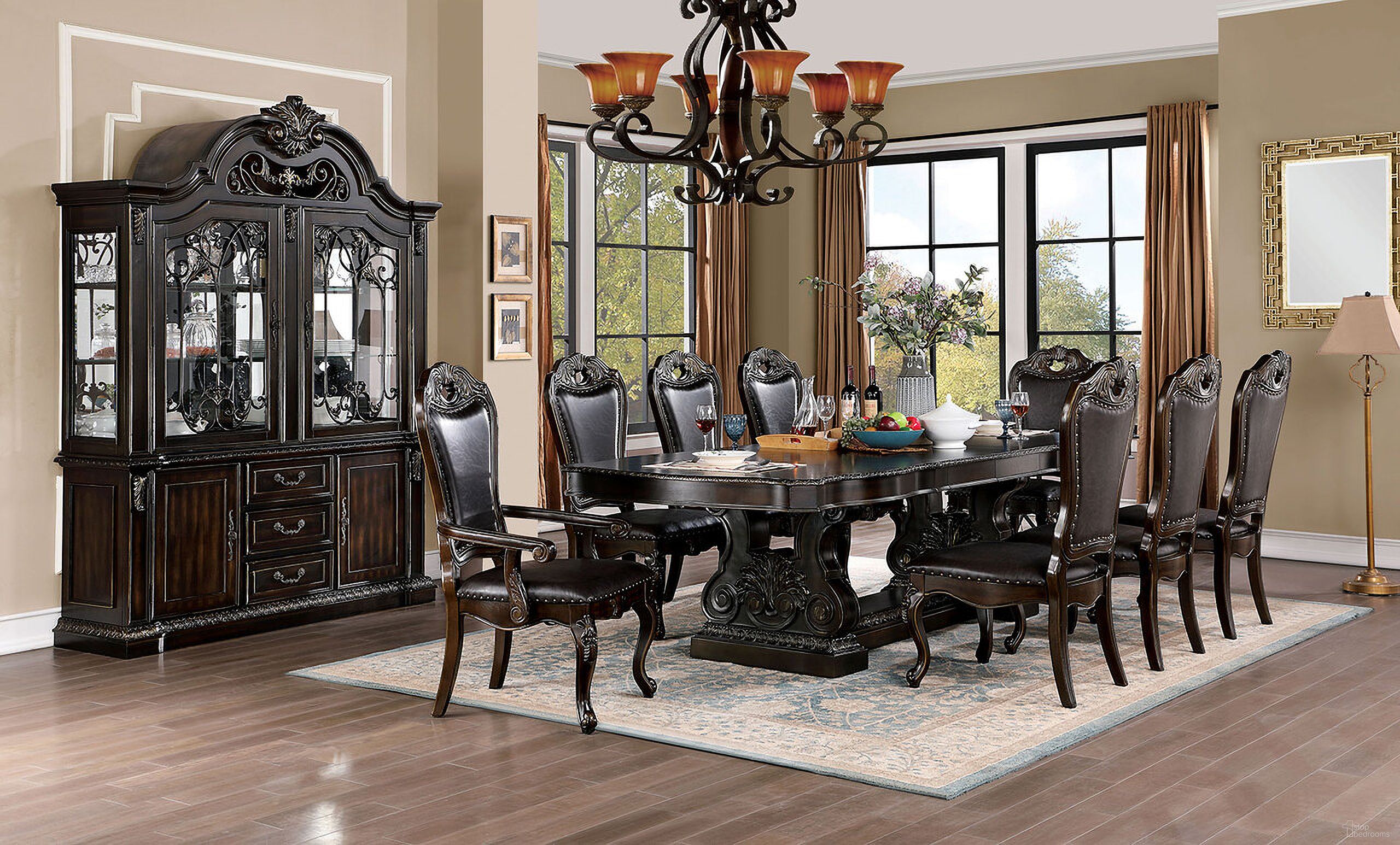 The appearance of Lombardy Dining Table In Walnut designed by Furniture of America in the traditional interior design. This walnut piece of furniture  was selected by 1StopBedrooms from Lombardy Collection to add a touch of cosiness and style into your home. Sku: CM3146T-1;CM3146T-2;CM3146T-3. Table Base Style: Trestle. Material: Wood. Table Top Shape: Rectangular. Size: 48" x 112".