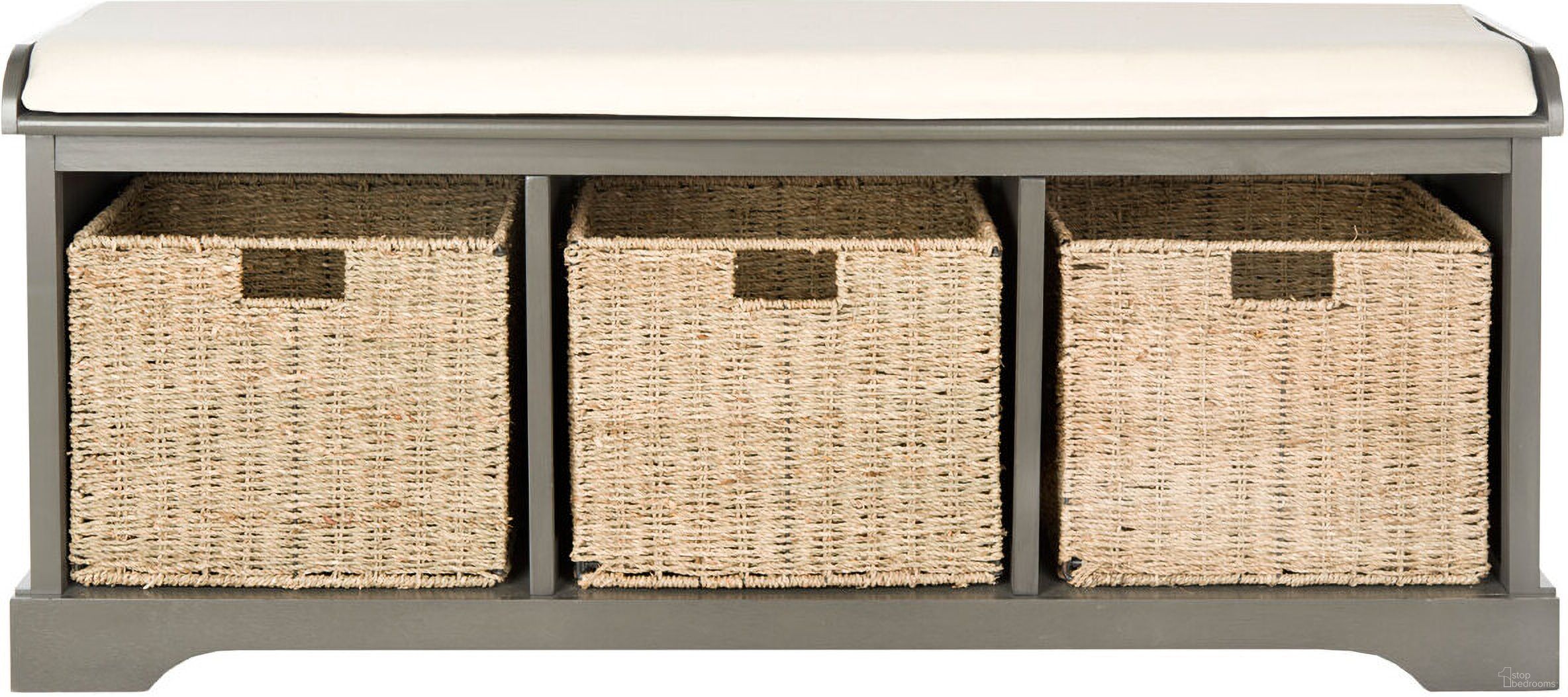 The appearance of Lonan Grey and White Wicker Storage Bench designed by Safavieh in the modern / contemporary interior design. This grey/white piece of furniture was selected by 1StopBedrooms from Lonan Collection to add a touch of cosiness and style into your home. Sku: AMH5733A. Material: Wood.