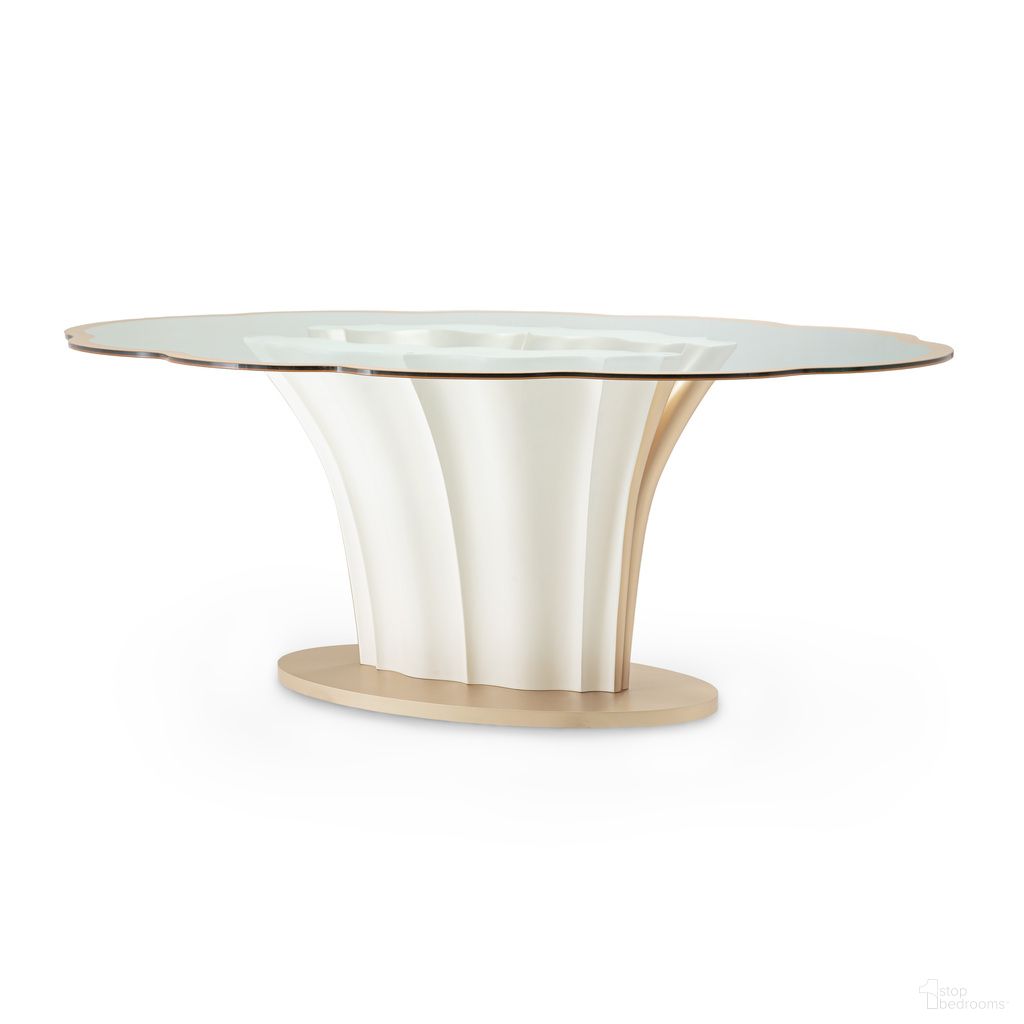 The appearance of London Place Entry Table In Creamy Pearl designed by Michael Amini in the modern / contemporary interior design. This creamy pearl piece of furniture was selected by 1StopBedrooms from London Place Collection to add a touch of cosiness and style into your home. Sku: 9004227T-000;9004227B-112. Material: Poplar.