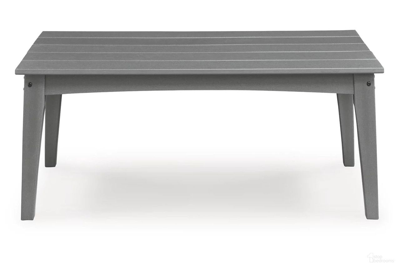 The appearance of Lone View Bay Outdoor Coffee Table In Gray designed by Signature Design by Ashley in the transitional interior design. This gray piece of furniture was selected by 1StopBedrooms from Lone View Bay Collection to add a touch of cosiness and style into your home. Sku: P803-701. Material: HDPE.