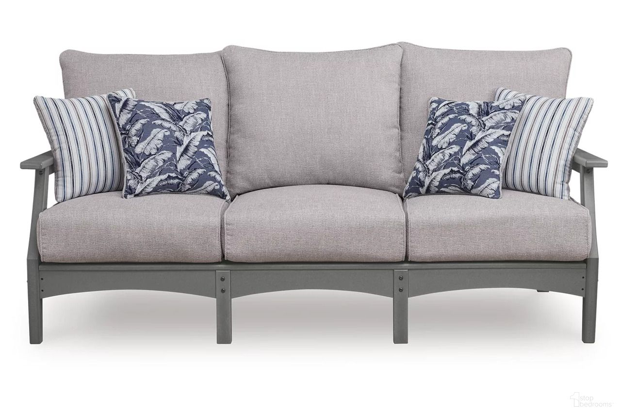 The appearance of Lone View Bay Outdoor Sofa with Cushion In Gray designed by Signature Design by Ashley in the transitional interior design. This gray piece of furniture was selected by 1StopBedrooms from Lone View Bay Collection to add a touch of cosiness and style into your home. Sku: P803-838. Material: Fabric.