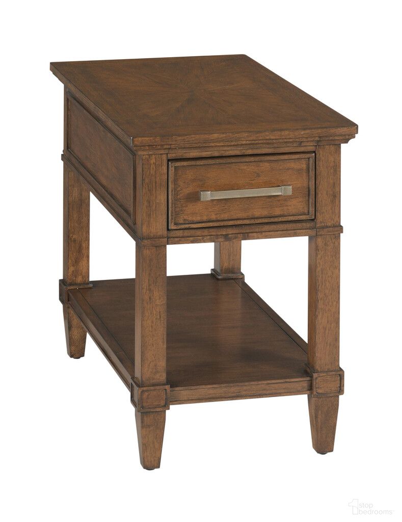 Longham Charging Chairside Table In Warm Auburn