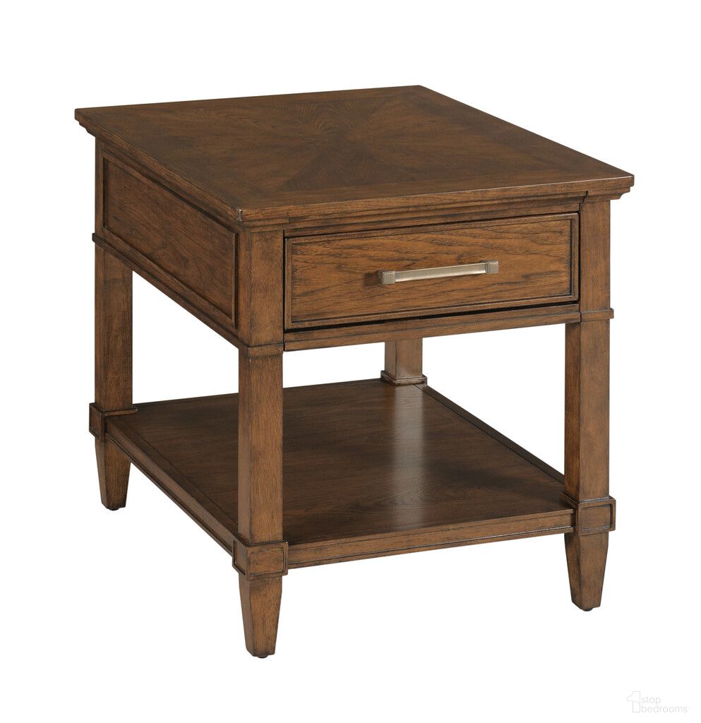 Longham Rectangular Drawer End Table In Warm Auburn