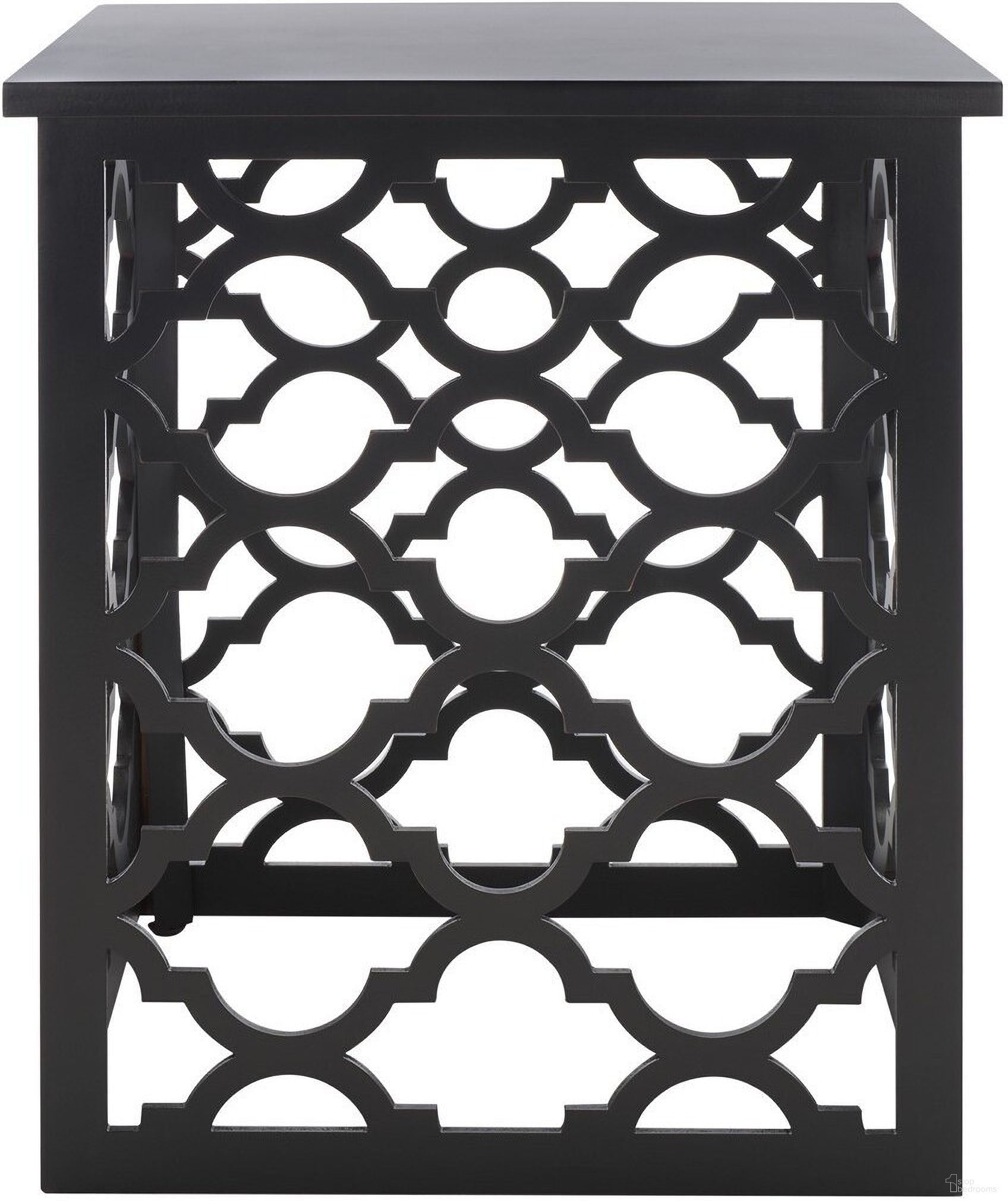 The appearance of Lonny End Table in Black designed by Safavieh in the traditional interior design. This black piece of furniture  was selected by 1StopBedrooms from Lonny Collection to add a touch of cosiness and style into your home. Sku: AMH1507D. Material: Wood.