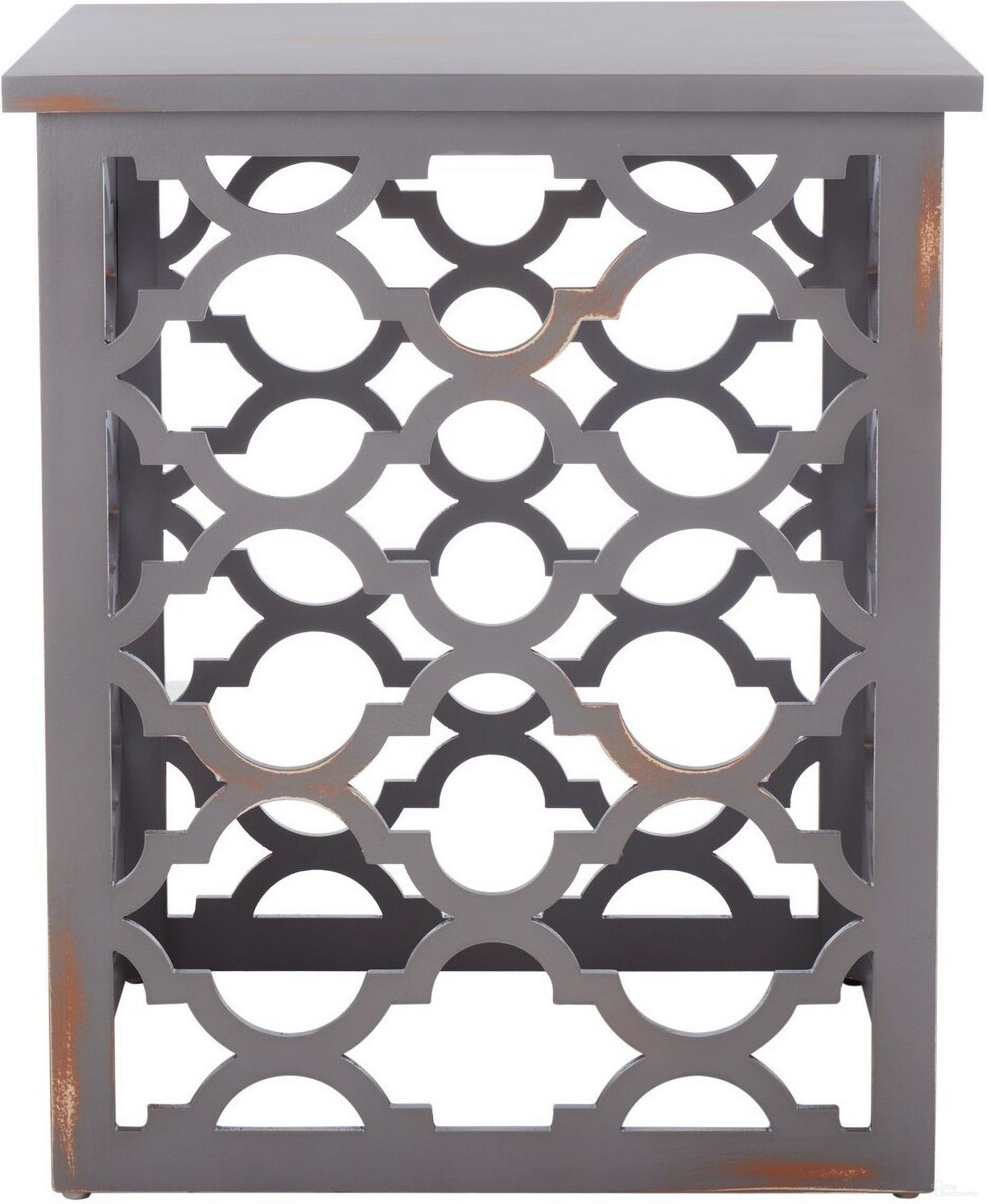 The appearance of Lonny End Table in Taupe designed by Safavieh in the traditional interior design. This taupe piece of furniture  was selected by 1StopBedrooms from Lonny Collection to add a touch of cosiness and style into your home. Sku: AMH1507C. Material: Wood.