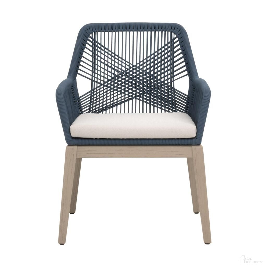 Loom Outdoor Arm Chair Set of 2 In Steel Blue/Stone/Washed Ever Teak