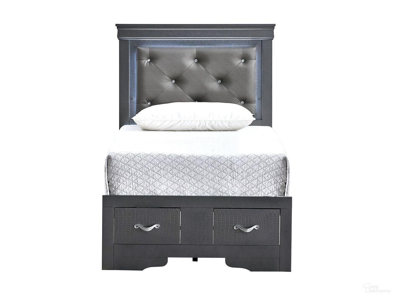 Lorana Twin Bed In Gunmetal Gray