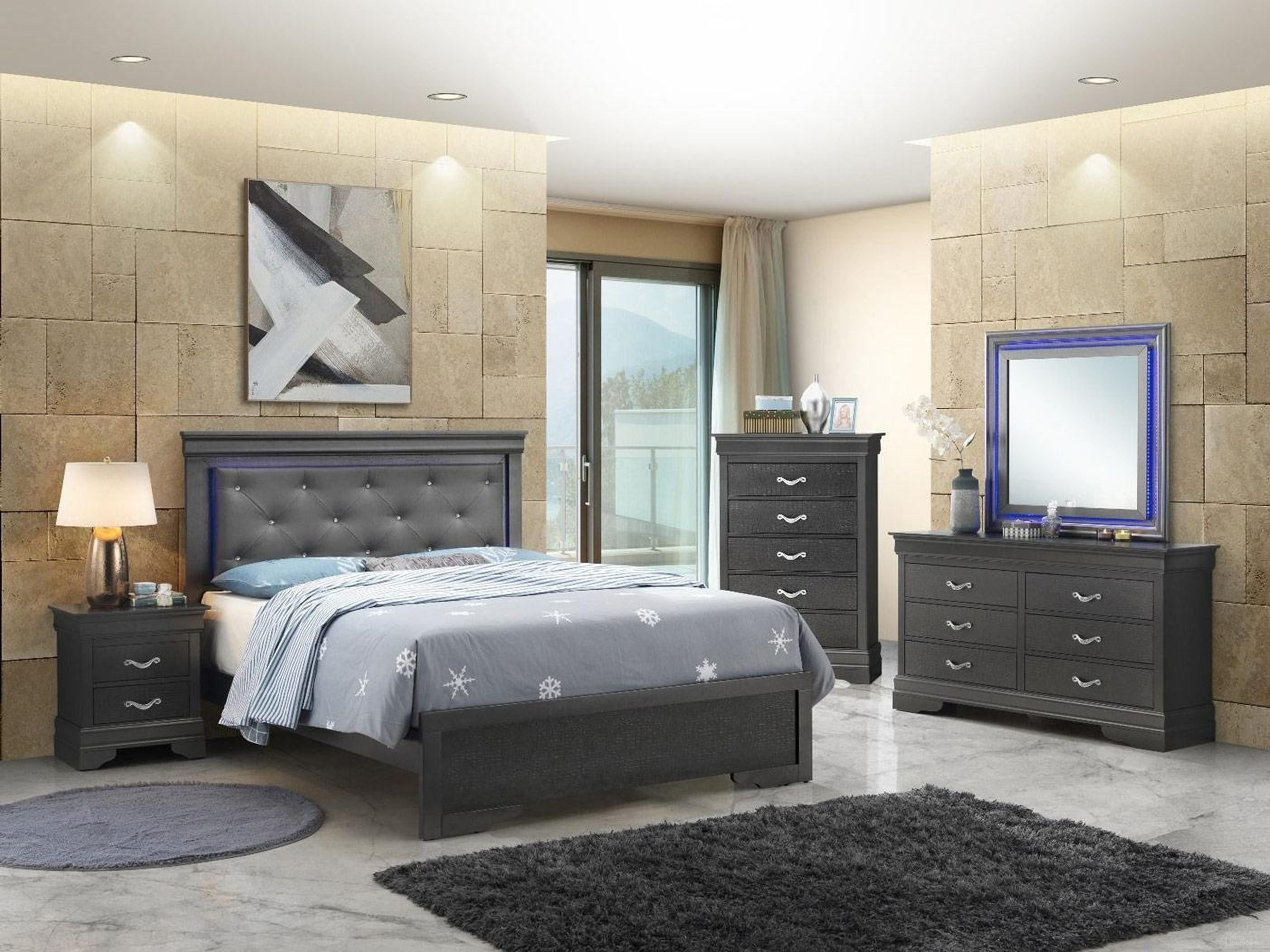 The appearance of Lorana Youth Bedroom Set In Charcoal designed by Glory in the transitional interior design. This charcoal piece of furniture was selected by 1StopBedrooms from Lorana Collection to add a touch of cosiness and style into your home. Sku: G6502C-TB3-Twin Headboard w LED accent;G6502C-TB3-Twin Footboard;G6502C-TB3-Twin Rails;G6502-N-Nightstand. Material: Wood. Bed Size: Twin.