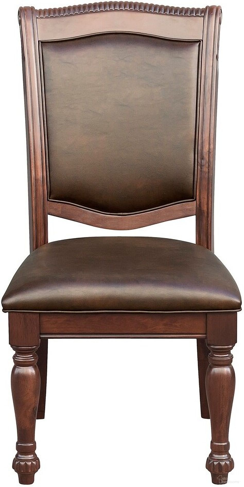 The appearance of Lordsburg Side Chair Set of 2 In Brown Cherry designed by Homelegance in the traditional interior design. This brown cherry piece of furniture was selected by 1StopBedrooms from Lordsburg Collection to add a touch of cosiness and style into your home. Sku: 5473S. Material: Faux Leather. Chair Type: Side Chair.