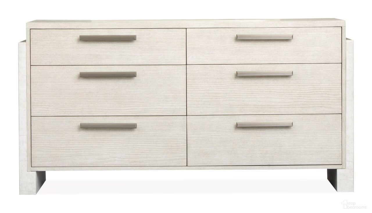 The appearance of Lorelei Double Drawer Dresser In Misty Cloud designed by Magnussen in the transitional interior design. This misty cloud piece of furniture was selected by 1StopBedrooms from Lorelei Collection to add a touch of cosiness and style into your home. Sku: B5893-22. Material: Pine Veneer.