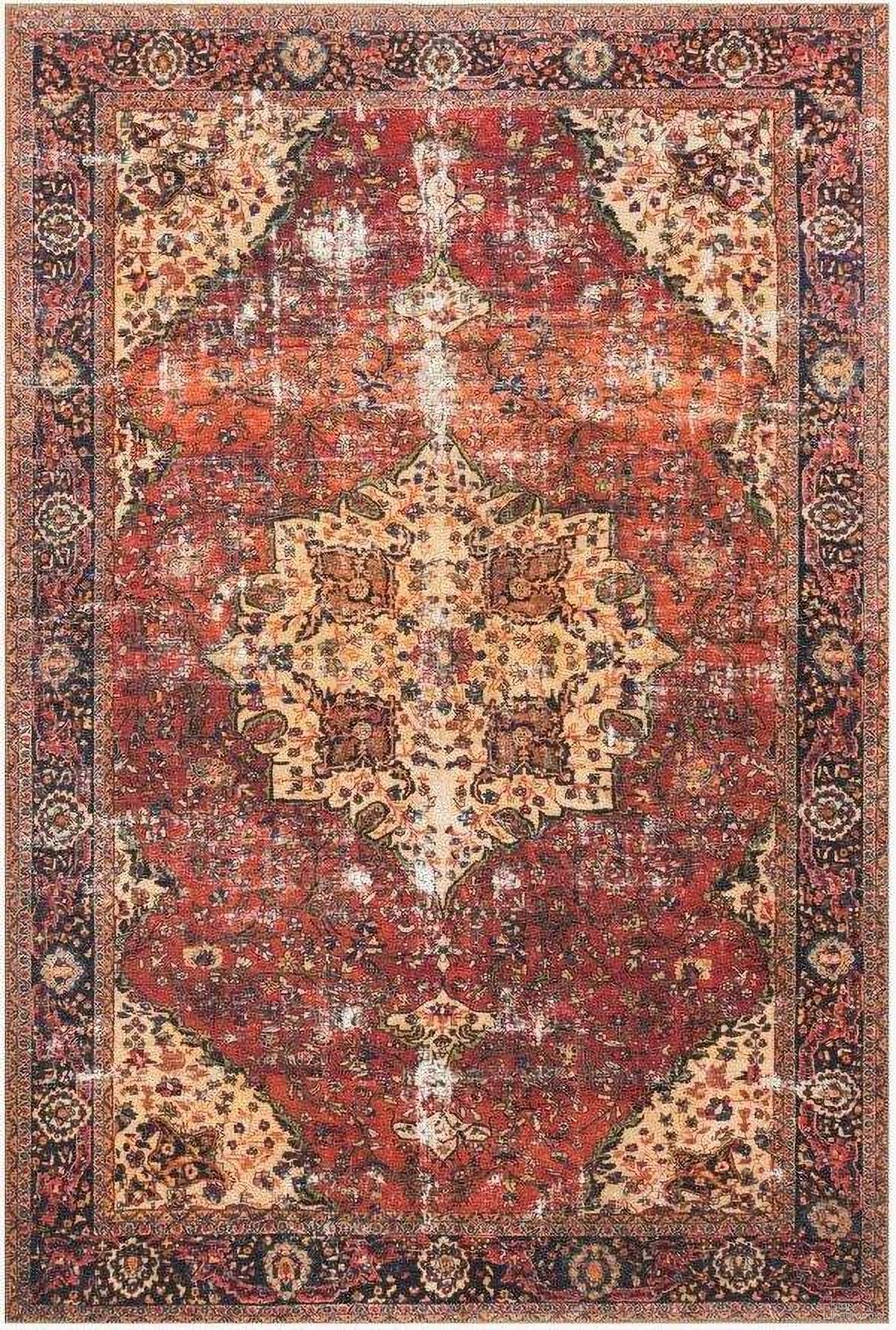 The appearance of Loren Red/Navy 1'6" x 1'6" Rug designed by Loloi Rugs in the traditional interior design. This red and navy piece of furniture was selected by 1StopBedrooms from Loren Collection to add a touch of cosiness and style into your home. Sku: LORELQ-07RENV160S. Material: Polyester.