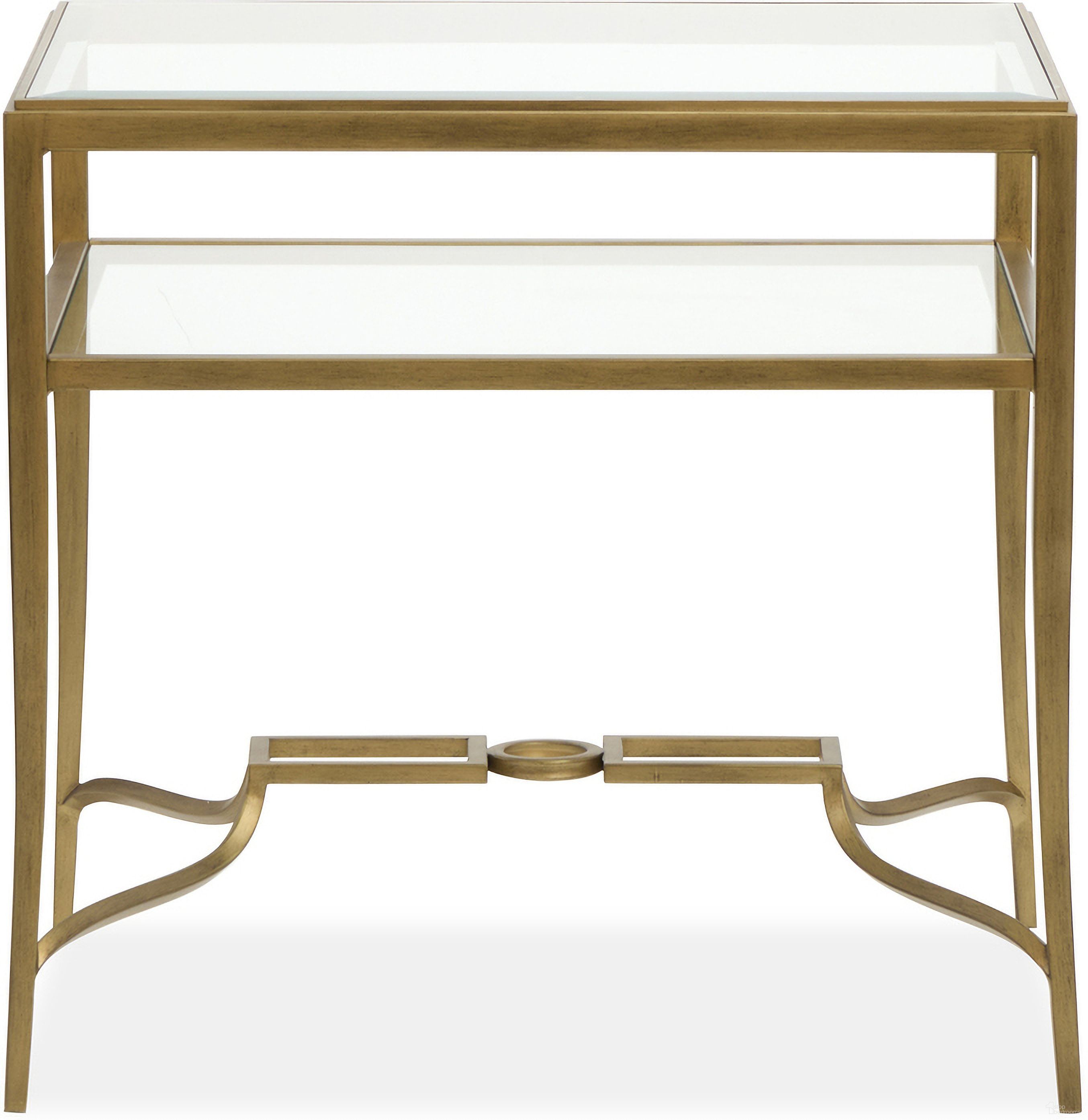 The appearance of Lorena Rectangular End Table In Burnished Brass designed by Magnussen in the modern / contemporary interior design. This burnished brass piece of furniture  was selected by 1StopBedrooms from Lorena Collection to add a touch of cosiness and style into your home. Sku: T6300-03. Material: Metal.