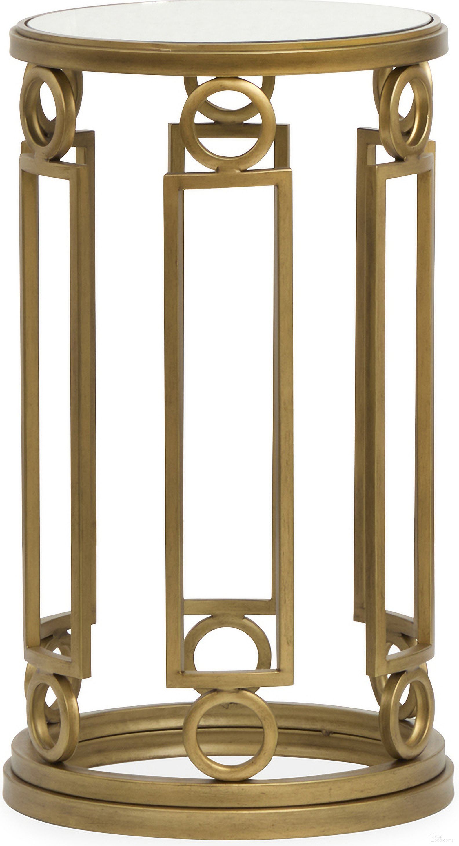 The appearance of Lorena Round Accent Table In Burnished Brass designed by Magnussen in the modern / contemporary interior design. This burnished brass piece of furniture  was selected by 1StopBedrooms from Lorena Collection to add a touch of cosiness and style into your home. Sku: T6300-35. Material: Metal.