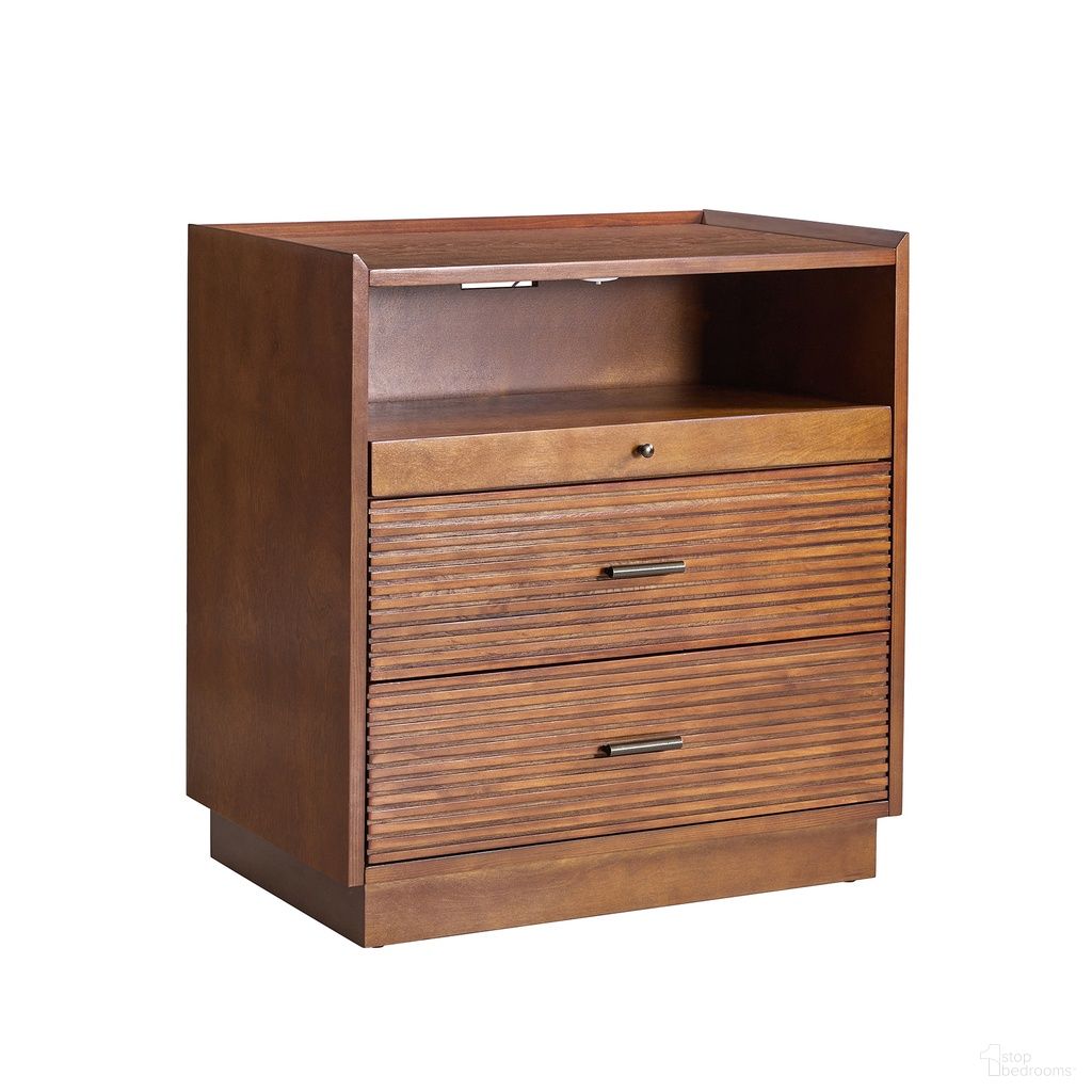 The appearance of Lorenz Nightstand With Usb And Led Light In Walnut designed by Karat Home in the modern / contemporary interior design. This walnut piece of furniture was selected by 1StopBedrooms from Lorenz Collection to add a touch of cosiness and style into your home. Sku: NSYL1041-WAL. Material: Engineered Wood.