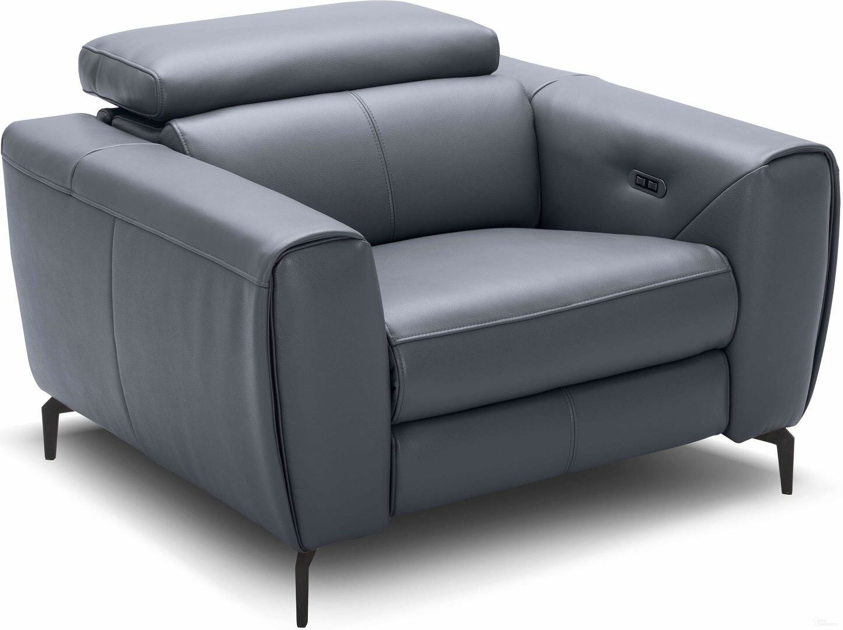 Lorenzo Leather Chair In Blue Grey