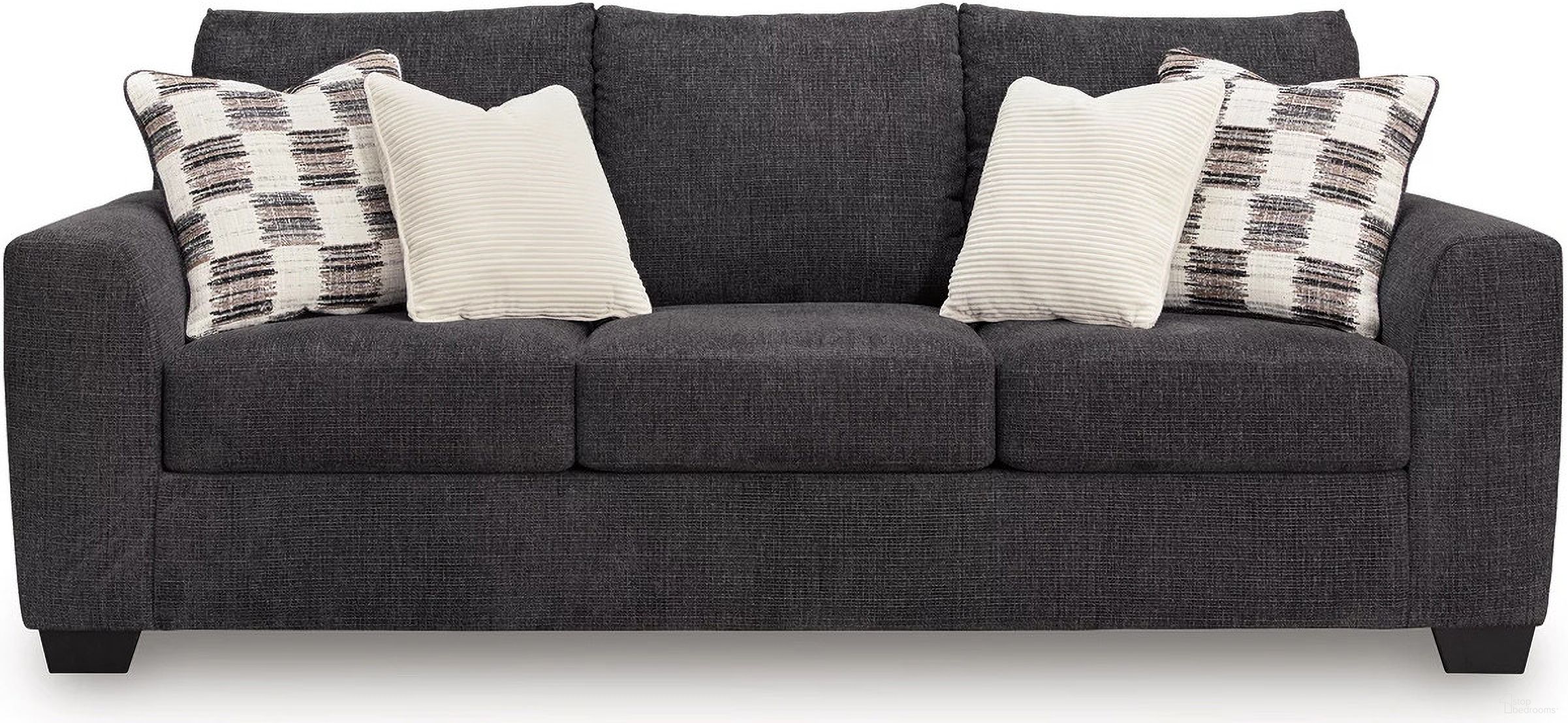 The appearance of Loreo Sofa In Ebony designed by Signature Design by Ashley in the modern / contemporary interior design. This ebony piece of furniture  was selected by 1StopBedrooms from Loreo Collection to add a touch of cosiness and style into your home. Sku: 6310138. Material: Polyester.