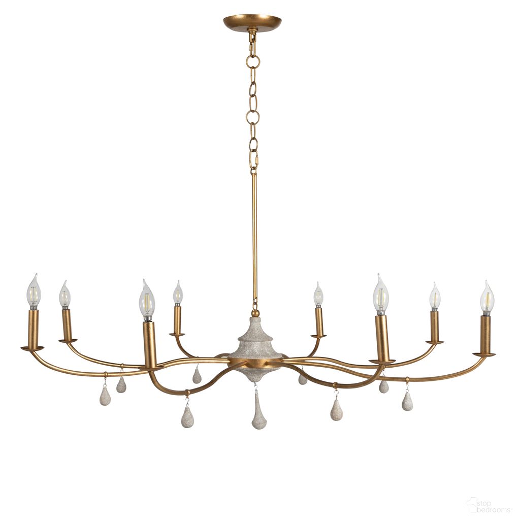 Loretta Chandelier In Vintage Gold and Distressed Ivory