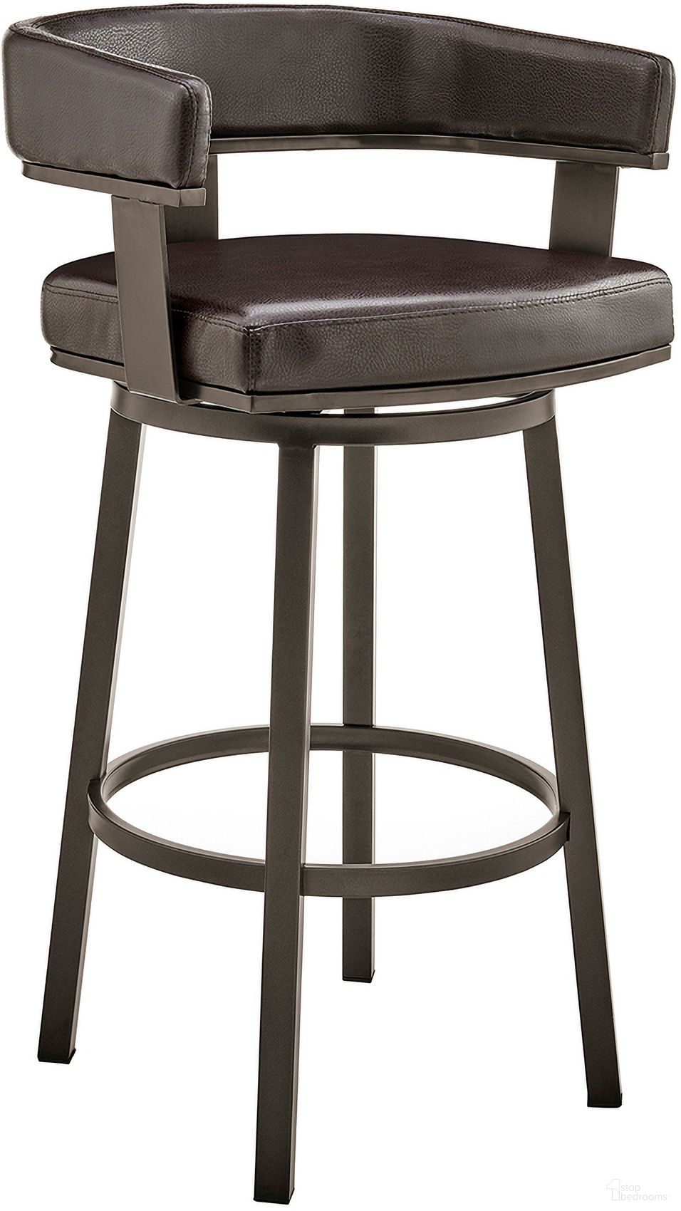 Lorin 26 Inch Counter Height Swivel Bar Stool In Java Brown Finish and Chocolate Faux Leather