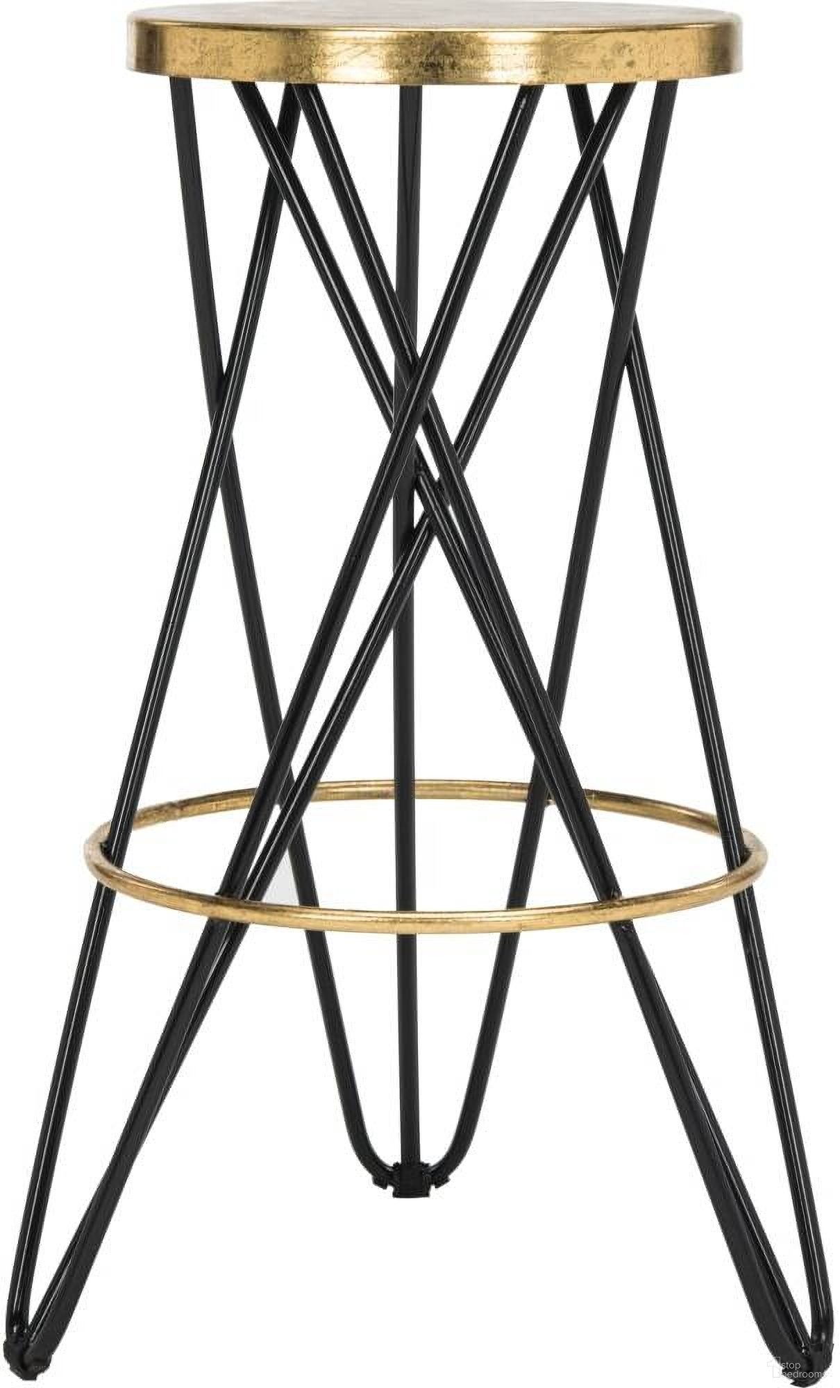 The appearance of Lorna Black and Gold Leaf Bar Stool designed by Safavieh in the modern / contemporary interior design. This black and gold piece of furniture  was selected by 1StopBedrooms from Lorna Collection to add a touch of cosiness and style into your home. Sku: FOX3254D. Material: Iron.