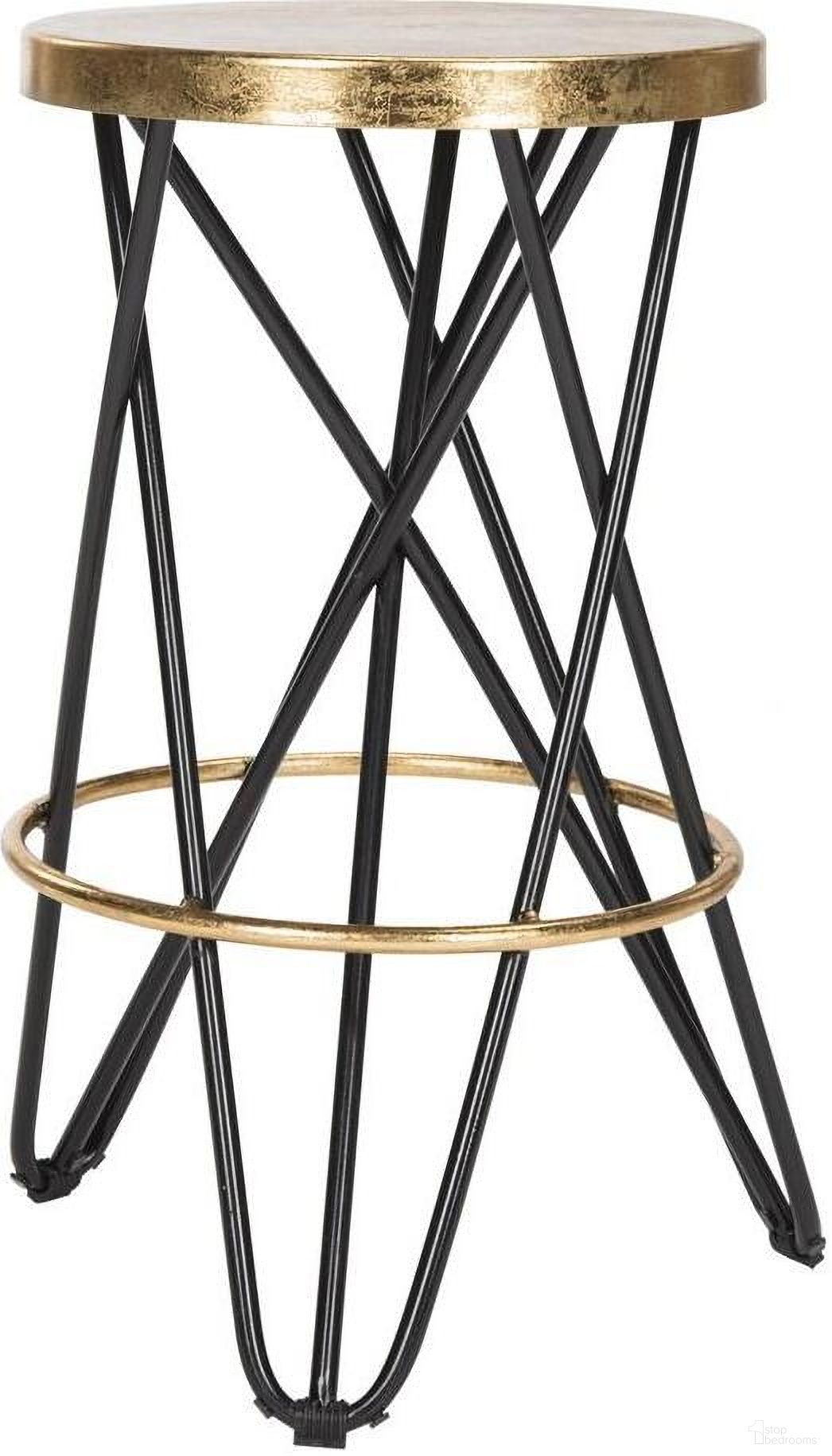 The appearance of Lorna Black and Gold Leaf Counter Stool designed by Safavieh in the modern / contemporary interior design. This black and gold piece of furniture was selected by 1StopBedrooms from Lorna Collection to add a touch of cosiness and style into your home. Sku: FOX3255D. Material: Iron.