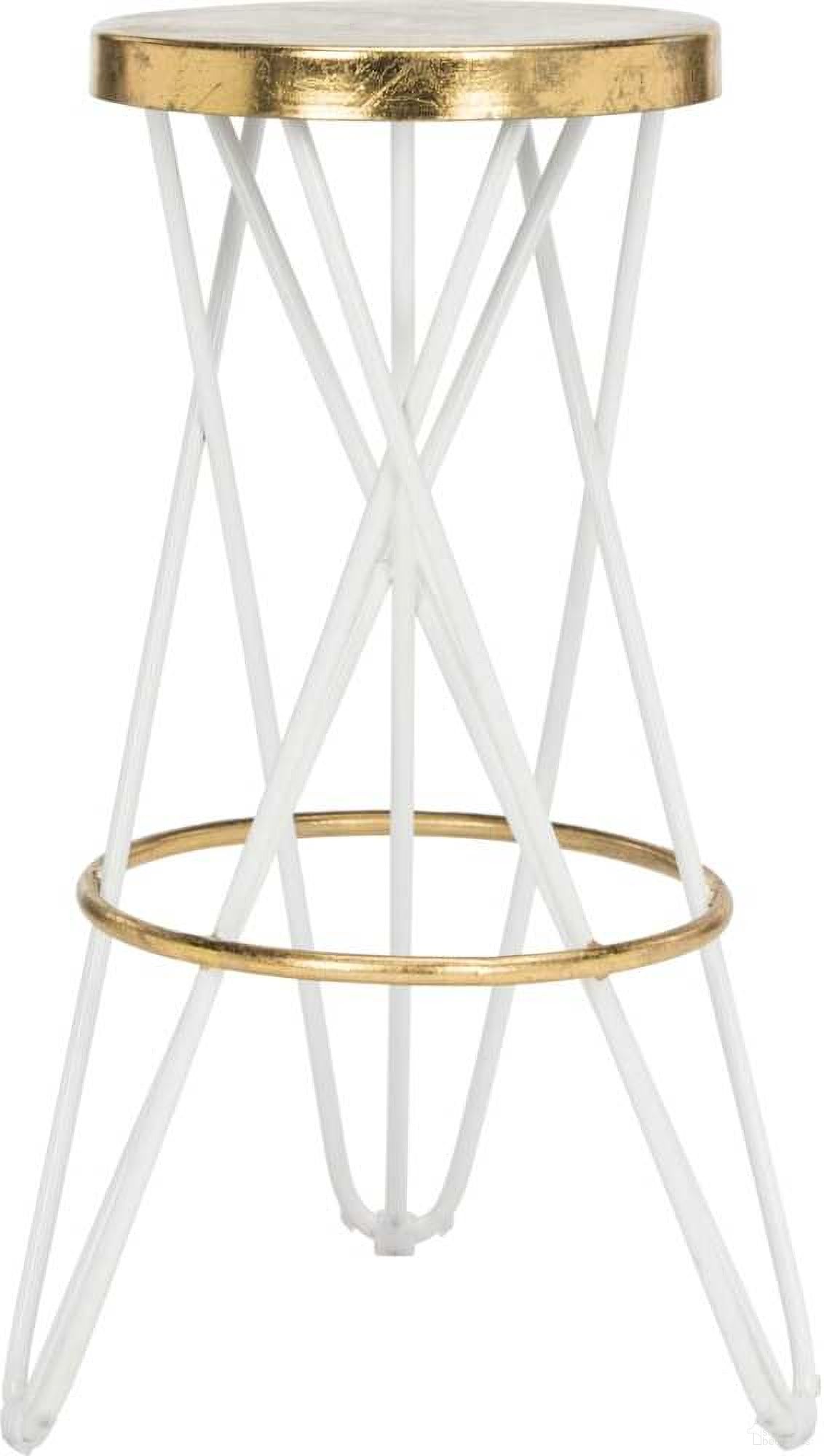 The appearance of Lorna White and Gold Leaf Bar Stool designed by Safavieh in the modern / contemporary interior design. This white and gold piece of furniture was selected by 1StopBedrooms from Lorna Collection to add a touch of cosiness and style into your home. Sku: FOX3254A. Material: Iron.