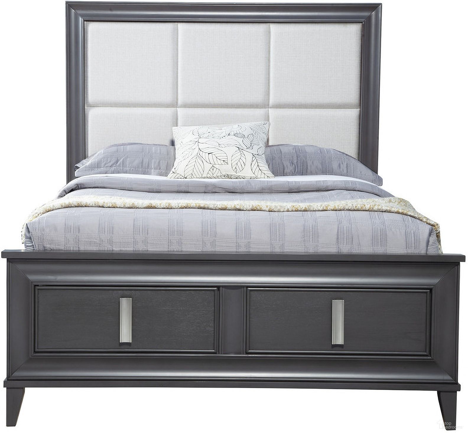 The appearance of Lorraine California King Storage Footboard Platform Bed In Dark Grey designed by Alpine in the modern / contemporary interior design. This dark grey piece of furniture was selected by 1StopBedrooms from Lorraine Collection to add a touch of cosiness and style into your home. Sku: 8171-07CK. Bed Type: Storage Bed. Bed Size: California King. Material: Solid Pine.