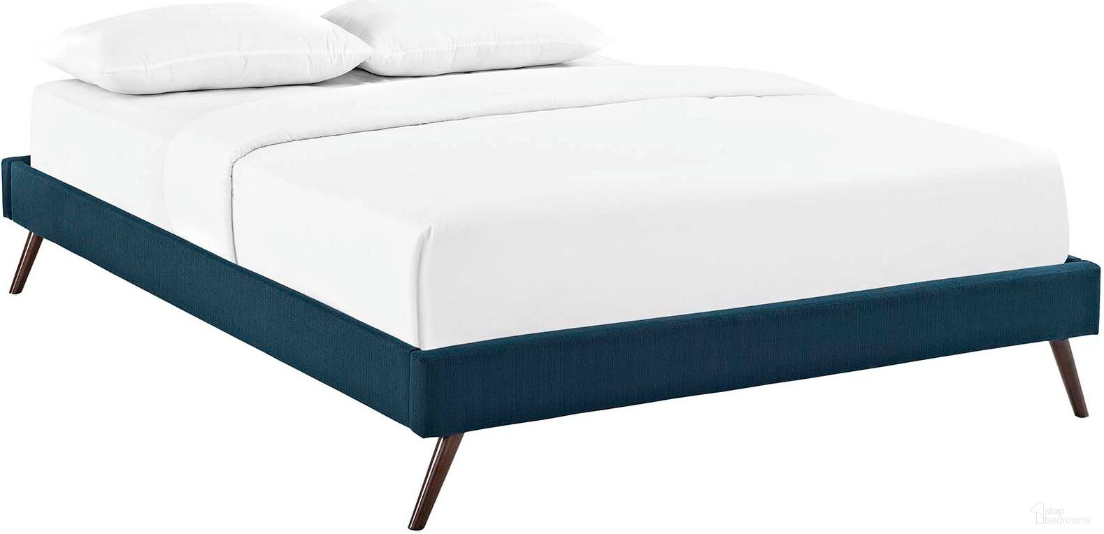 The appearance of Loryn Azure Queen Fabric Bed Frame with Round Splayed Legs designed by Modway in the modern / contemporary interior design. This azure piece of furniture  was selected by 1StopBedrooms from Loryn Collection to add a touch of cosiness and style into your home. Sku: MOD-5891-AZU. Material: Fabric. Bed Size: Queen.