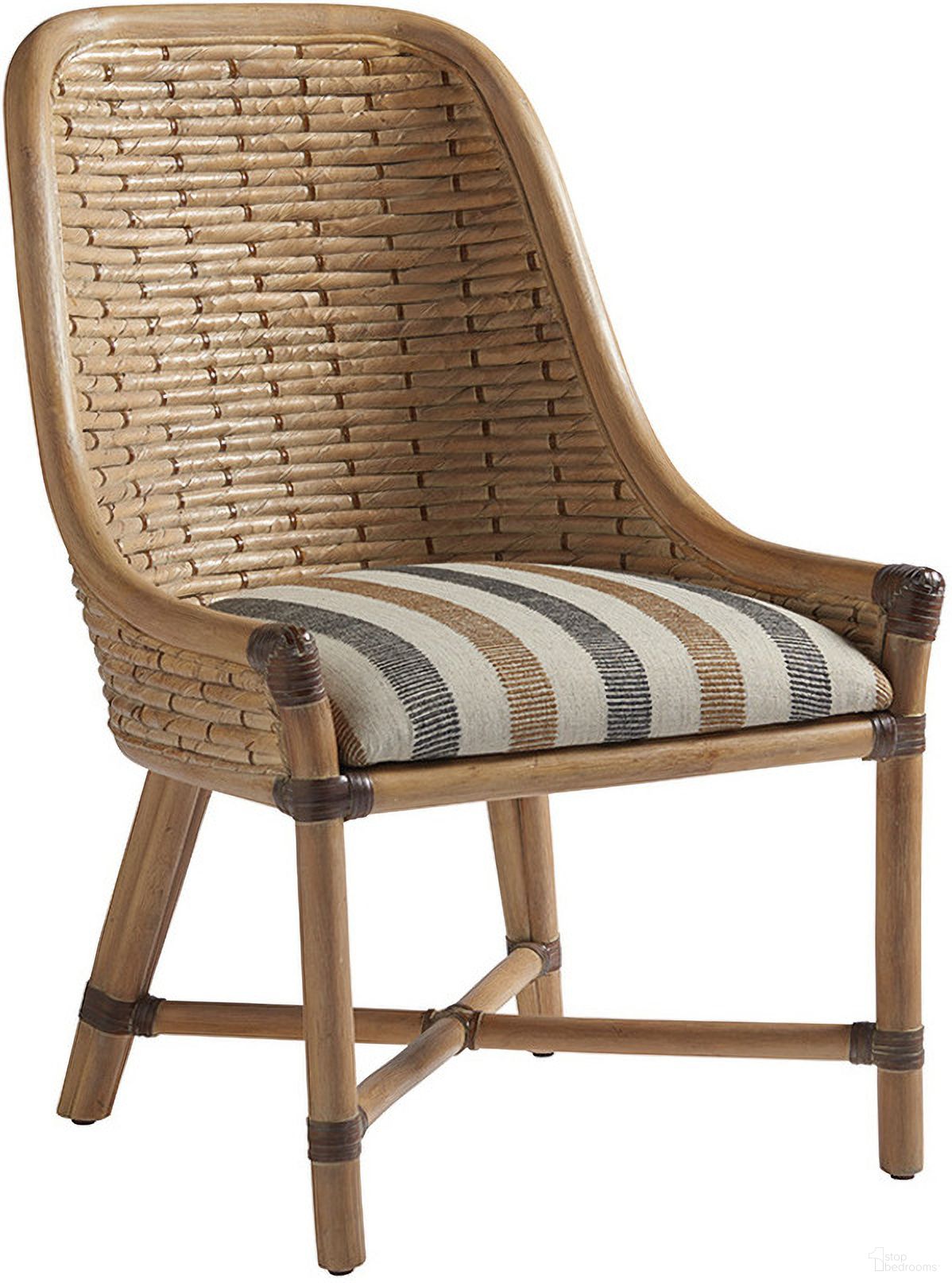 The appearance of Los Altos Keeling Woven Side Chair In Newcastle 01-0566-882-40 designed by Tommy Bahama in the traditional interior design. This newcastle piece of furniture  was selected by 1StopBedrooms from Los Altos Collection to add a touch of cosiness and style into your home. Sku: 566-882-40. Material: Metal. Chair Type: Side Chair.