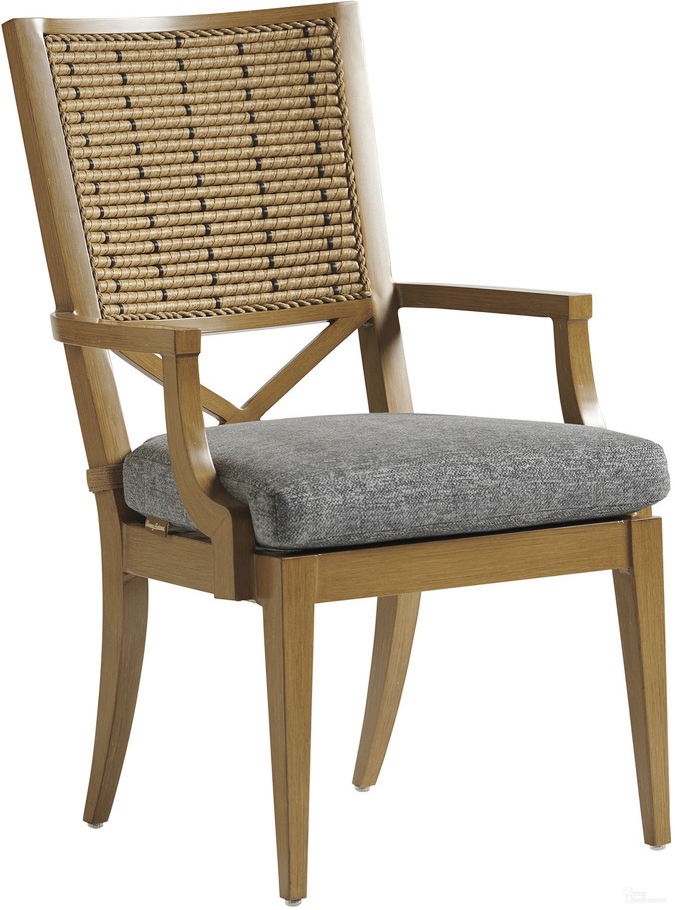 The appearance of Los Altos Valley View Arm Dining Chair designed by Tommy Bahama in the transitional interior design. This gray piece of furniture was selected by 1StopBedrooms from Los Altos Valley View Collection to add a touch of cosiness and style into your home. Sku: 3930-13-40. Material: Wood. Chair Type: Arm Chair.