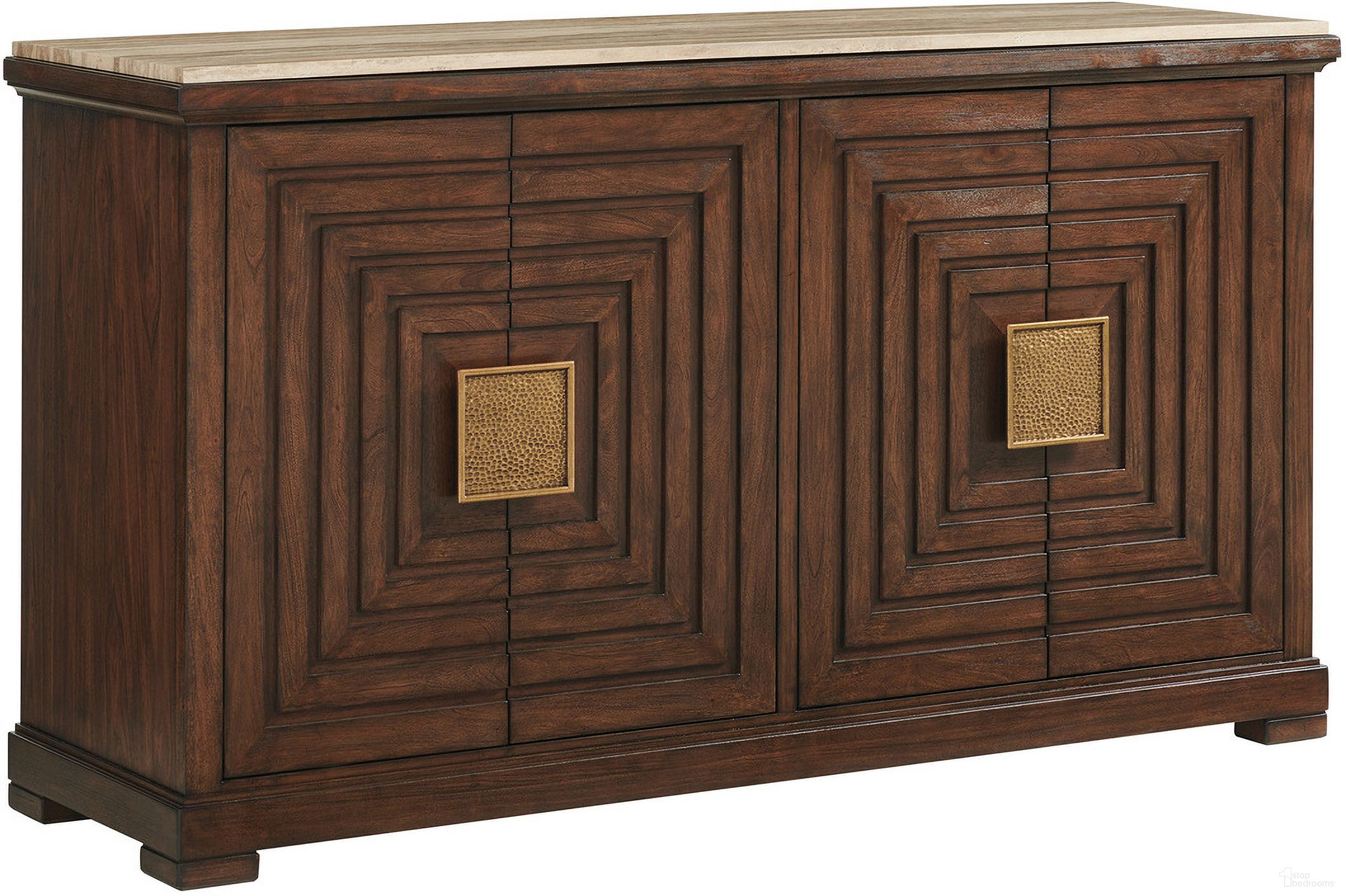 The appearance of Silverado Los Gatos Buffet with Stone Top In Montecito designed by Lexington in the transitional interior design. This montecito piece of furniture was selected by 1StopBedrooms from Silverado Collection to add a touch of cosiness and style into your home. Sku: 740-852C. Material: Wood.