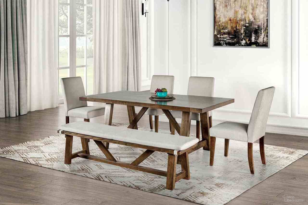 The appearance of Losone Dining Room Set In Brown designed by Furniture of America in the rustic / southwestern interior design. This brown piece of furniture was selected by 1StopBedrooms from Losone Collection to add a touch of cosiness and style into your home. Sku: FM3422BR-T;FM3422WH-SC-2PK. Table Top Shape: Rectangular. Size: 39" x 71". Material: Solid Wood.