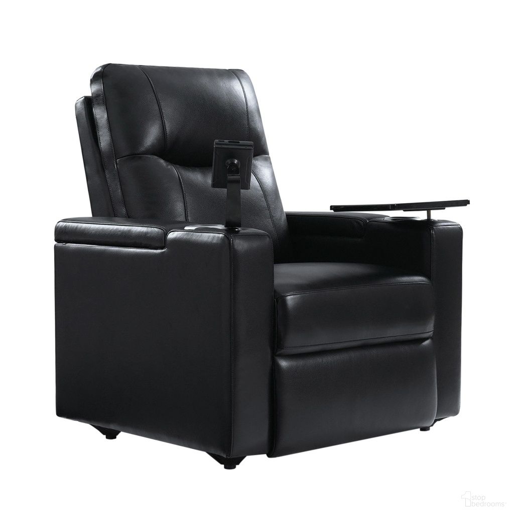 The appearance of Lothaire Genuine Leather Recliner In Black designed by Karat Home in the transitional interior design. This black piece of furniture was selected by 1StopBedrooms from Lothaire Collection to add a touch of cosiness and style into your home. Sku: RCLB1121-BLK. Material: Genuine Leather.