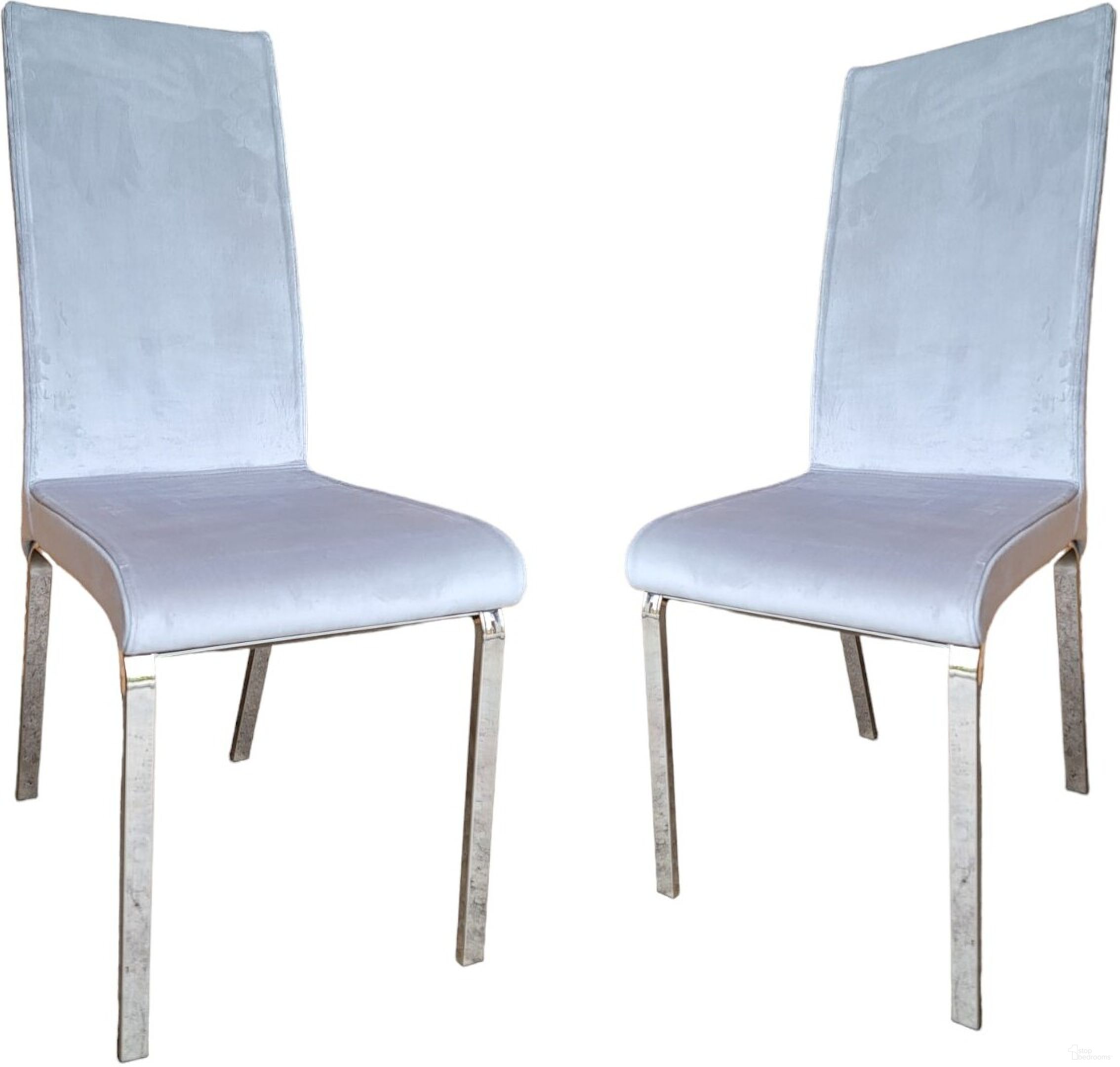 Loto Velvet Fabric Dining Chair Set of 2 In Light Gray