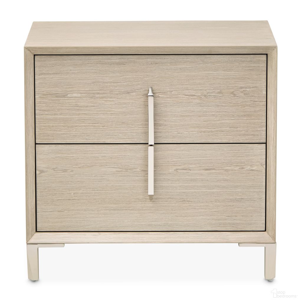 The appearance of Lotus Bay Large Nightstand In Sand designed by Michael Amini in the modern / contemporary interior design. This sand piece of furniture was selected by 1StopBedrooms from Lotus Bay Collection to add a touch of cosiness and style into your home. Sku: 9030042-138. Material: Solid Wood.