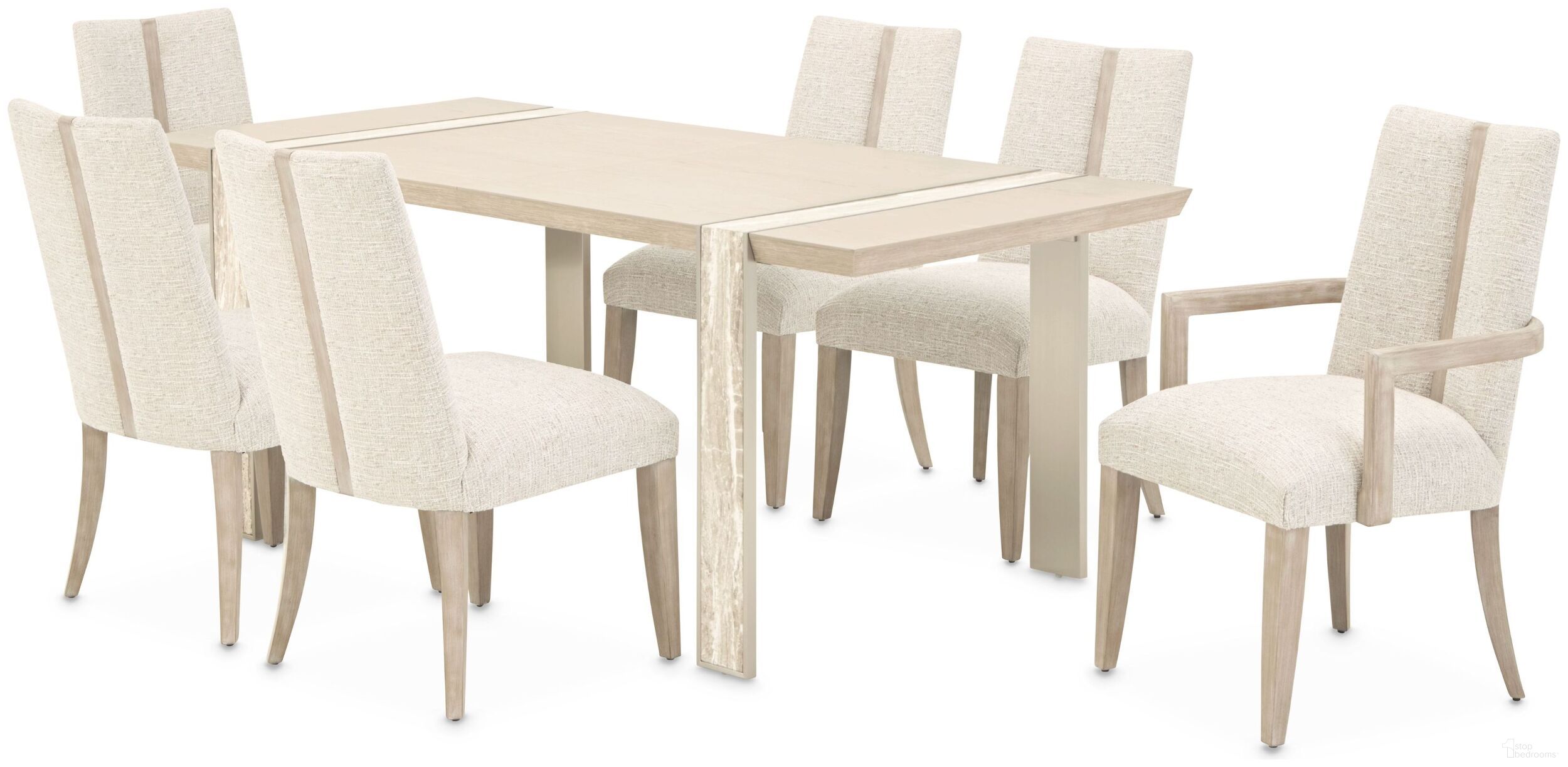The appearance of Lotus Bay Narrow Rectangular Dining Room Set In Sand designed by Michael Amini in the modern / contemporary interior design. This sand piece of furniture was selected by 1StopBedrooms from Lotus Bay Collection to add a touch of cosiness and style into your home. Sku: 9030000-138;9030003-138. Material: Polyester. Table Top Shape: Rectangular. Size: 36" x 76".