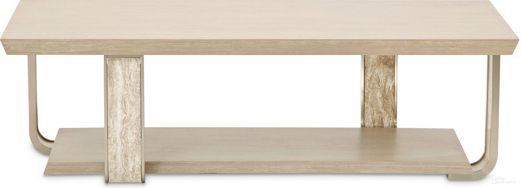 The appearance of Lotus Bay Rectangular Cocktail Table In Sand designed by Michael Amini in the modern / contemporary interior design. This sand piece of furniture was selected by 1StopBedrooms from Lotus Bay Collection to add a touch of cosiness and style into your home. Sku: 9030201-138. Material: Solid Wood.